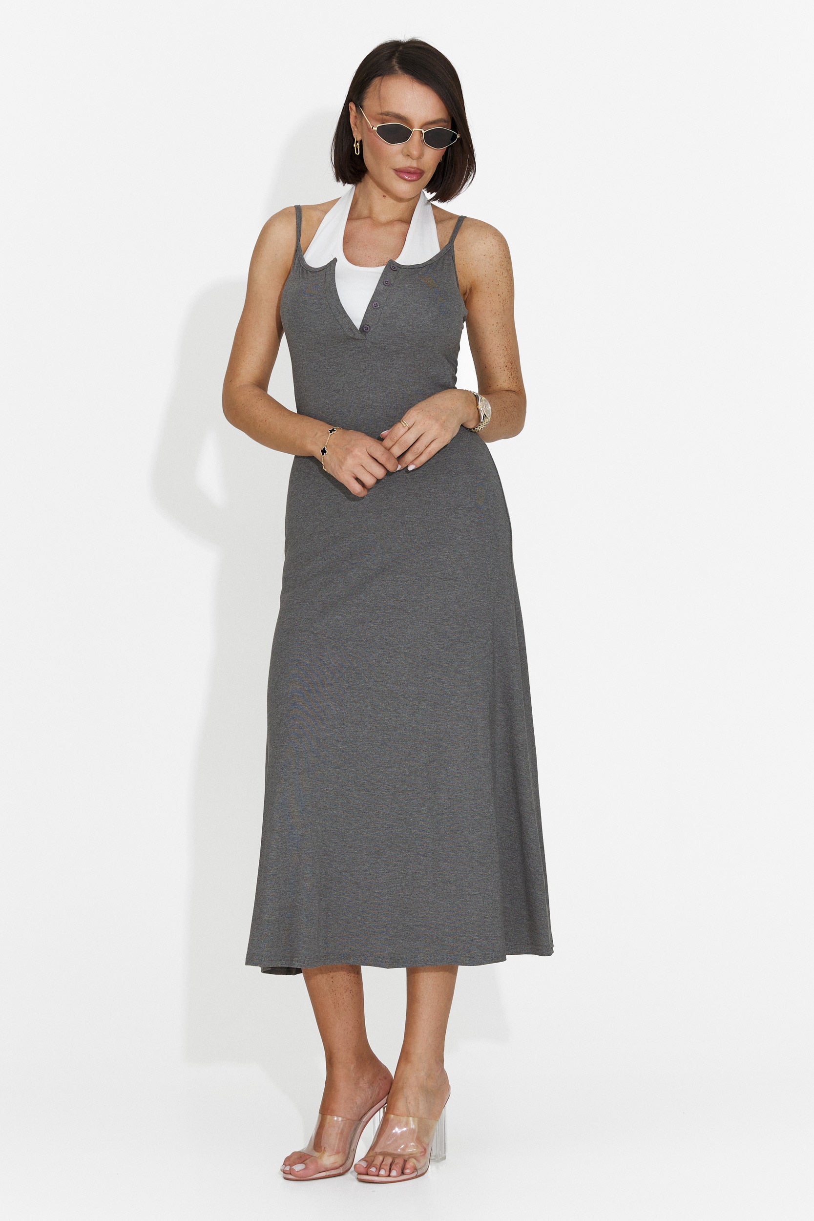 Vestido Midi Gris de Arasela Bogas para Mujeres