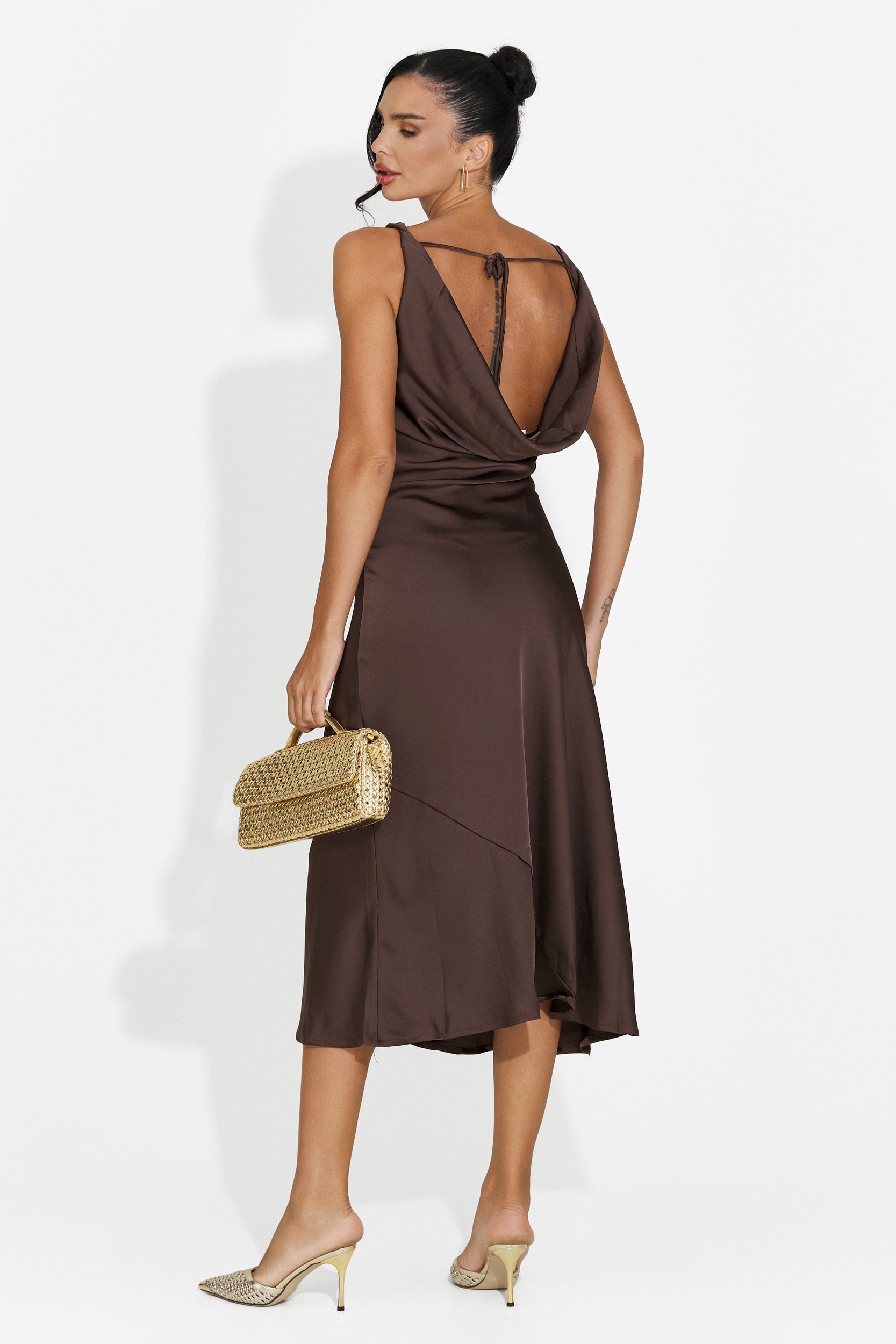 Brown midi women's dress Aliria Bogas