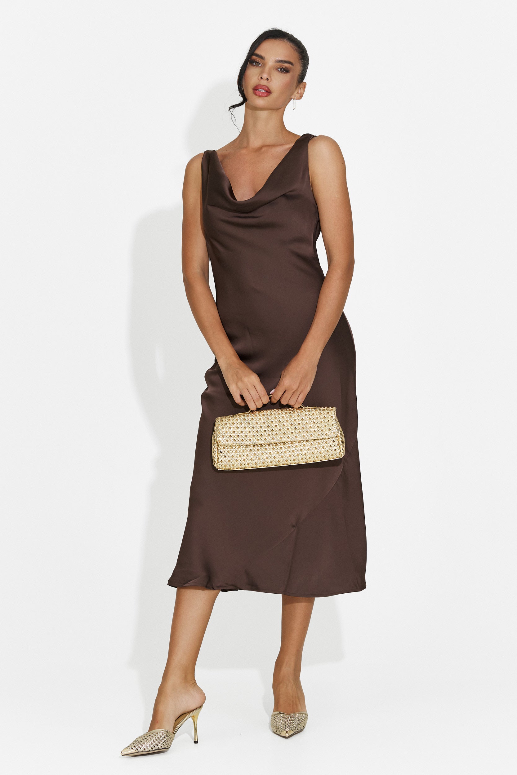 Brown midi women's dress Aliria Bogas