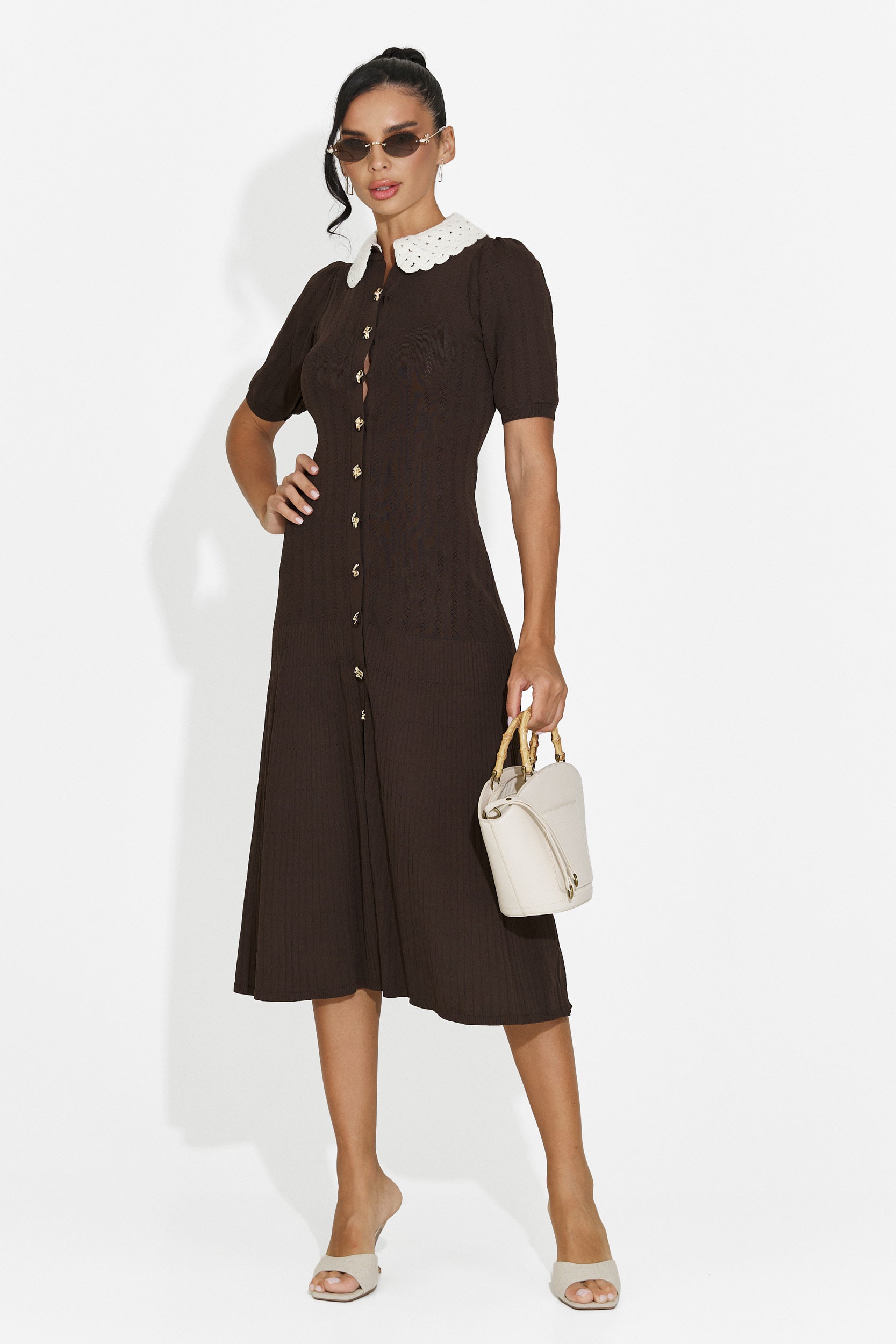 Midi brown women's dress Ernesta Bogas
