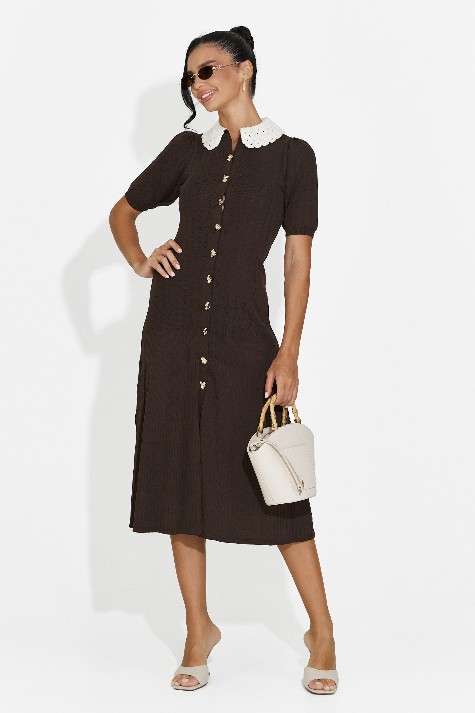 Midi brown women's dress Ernesta Bogas