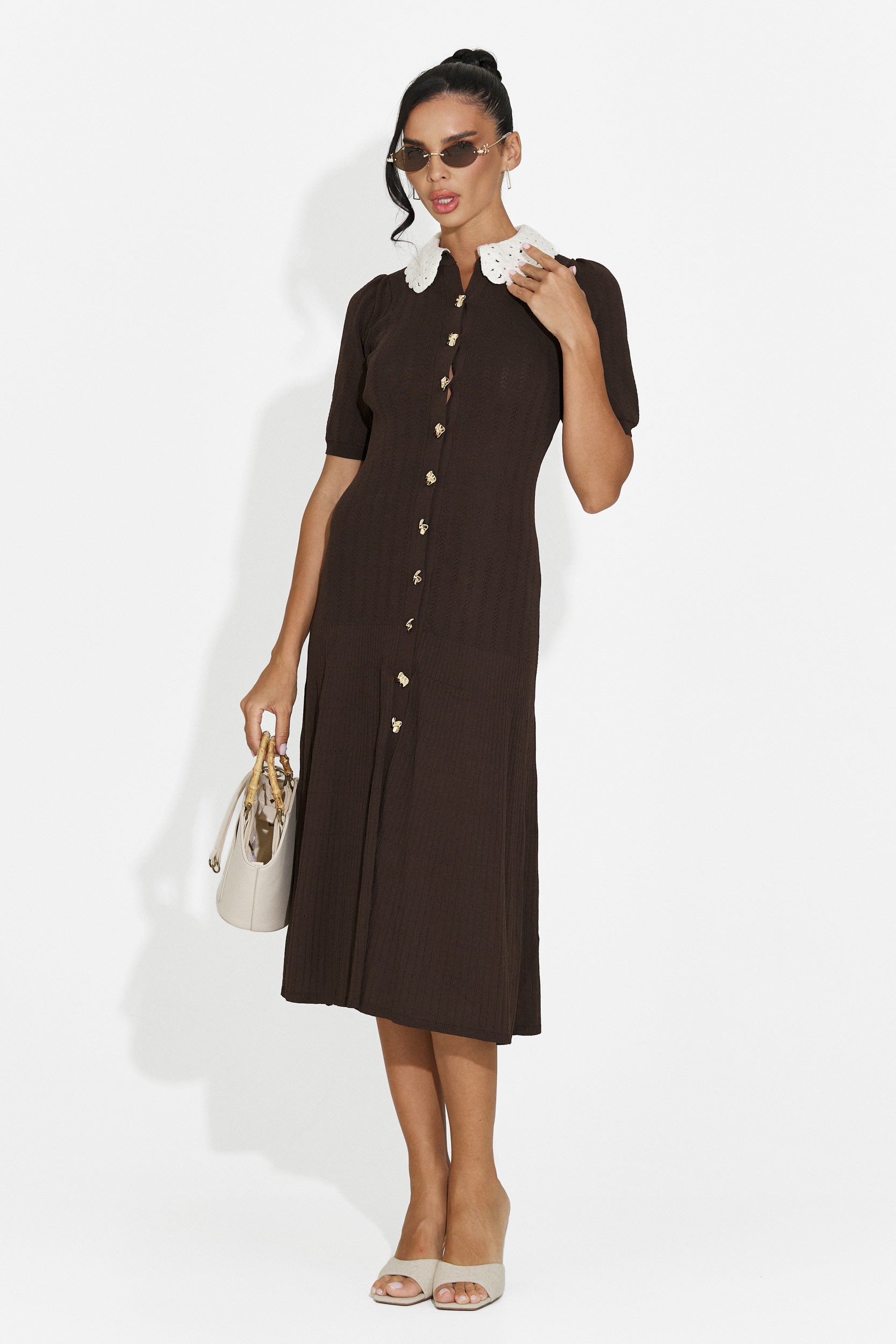 Midi brown women's dress Ernesta Bogas