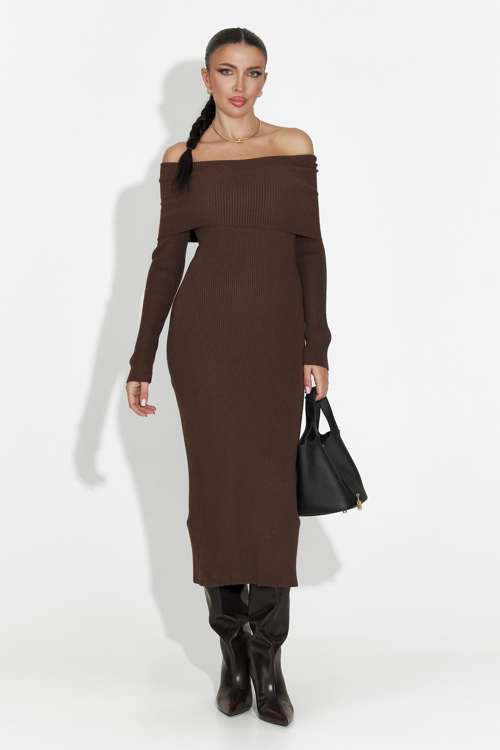 Brun dam midi klänning Velana Bogas