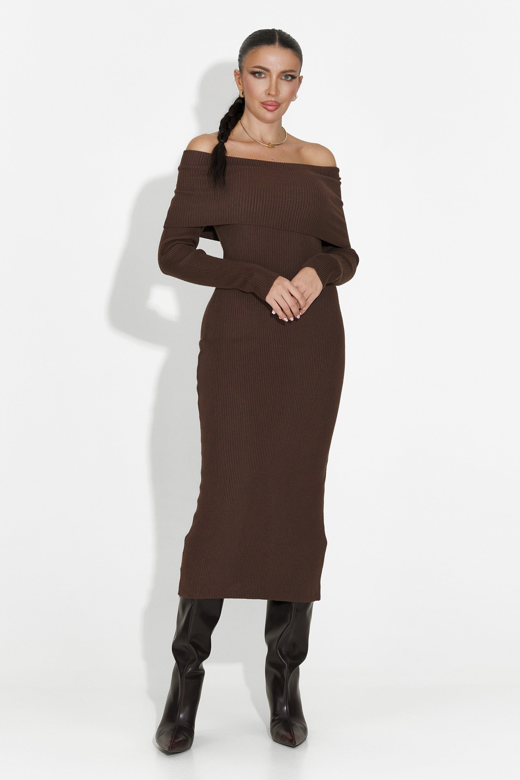 Brun dam midi klänning Velana Bogas