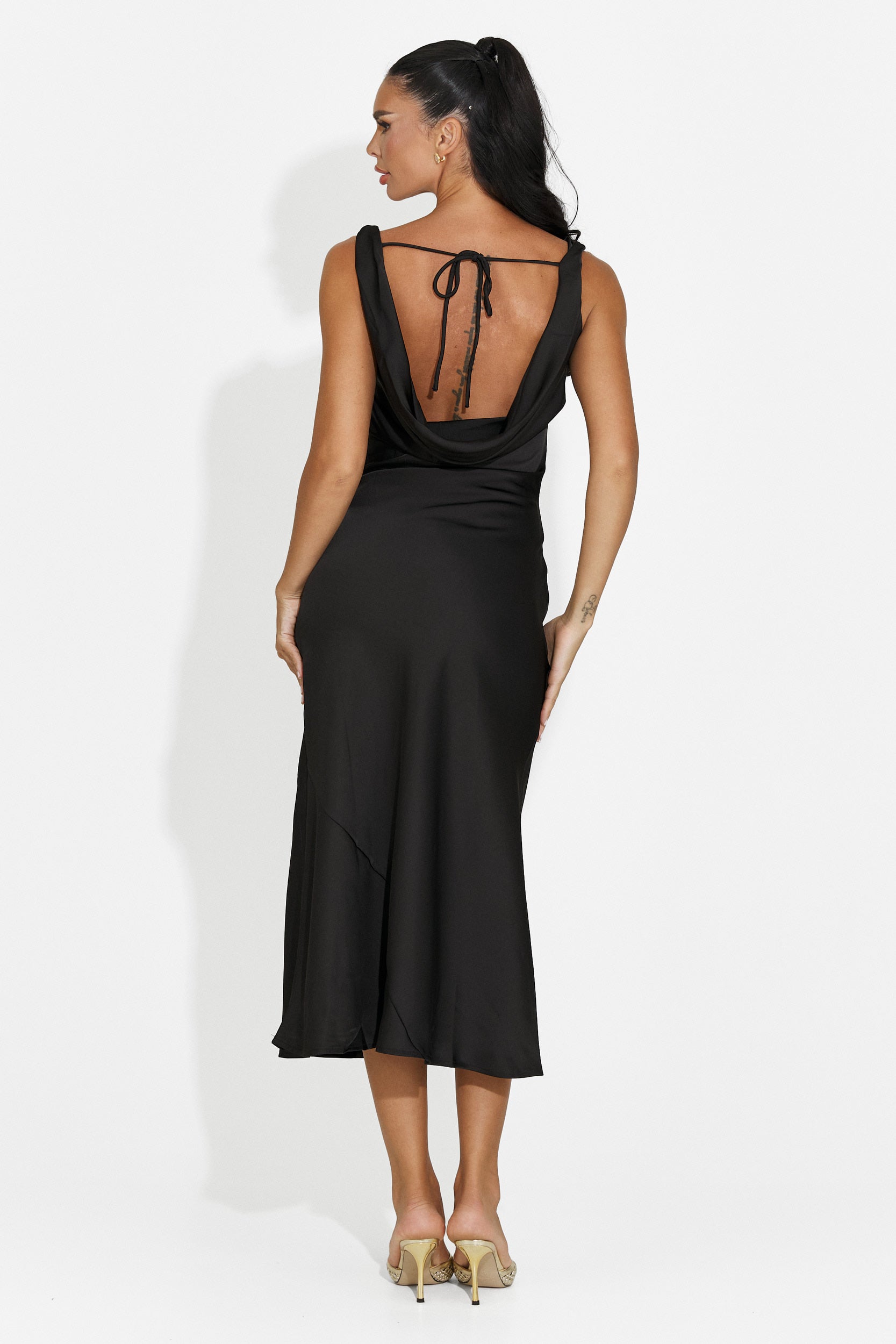 Black midi women's dress Aliria Bogas