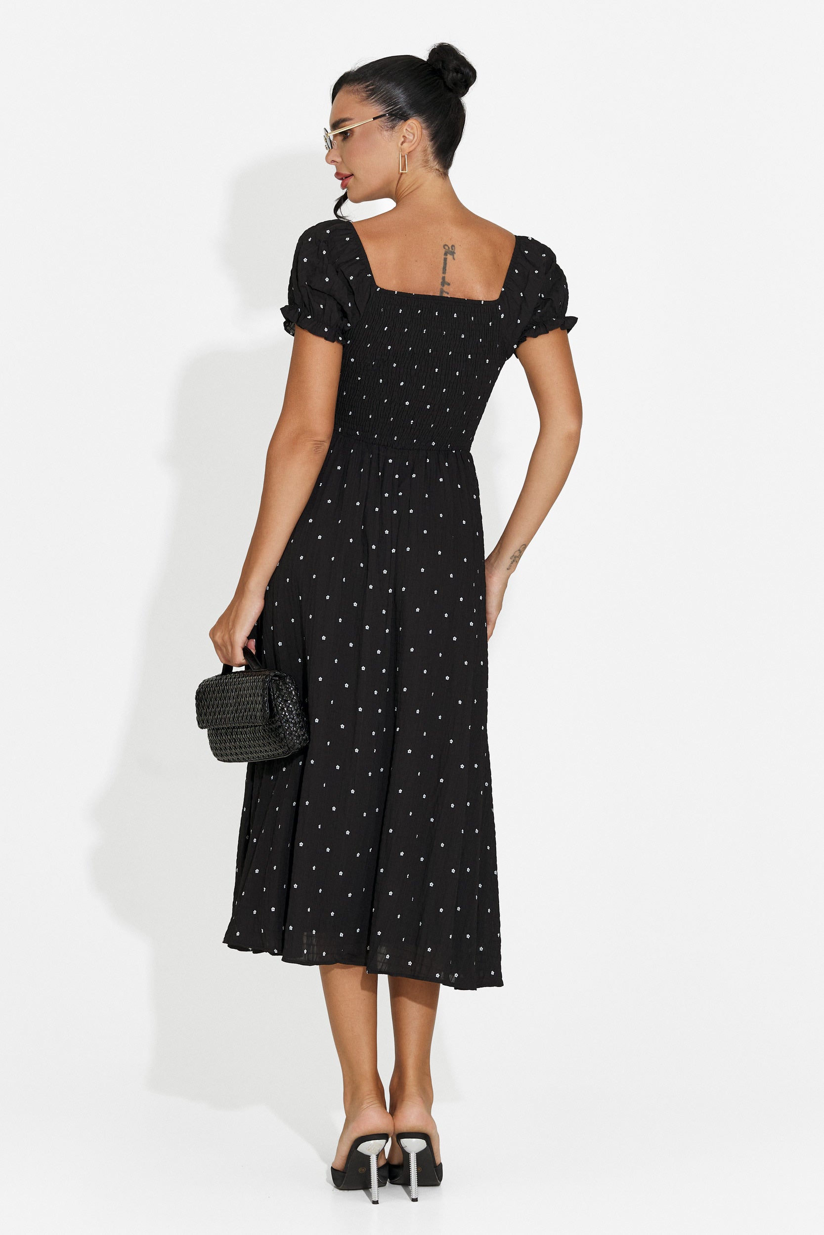 Vestido midi negro de mujer Elvilia Bogas