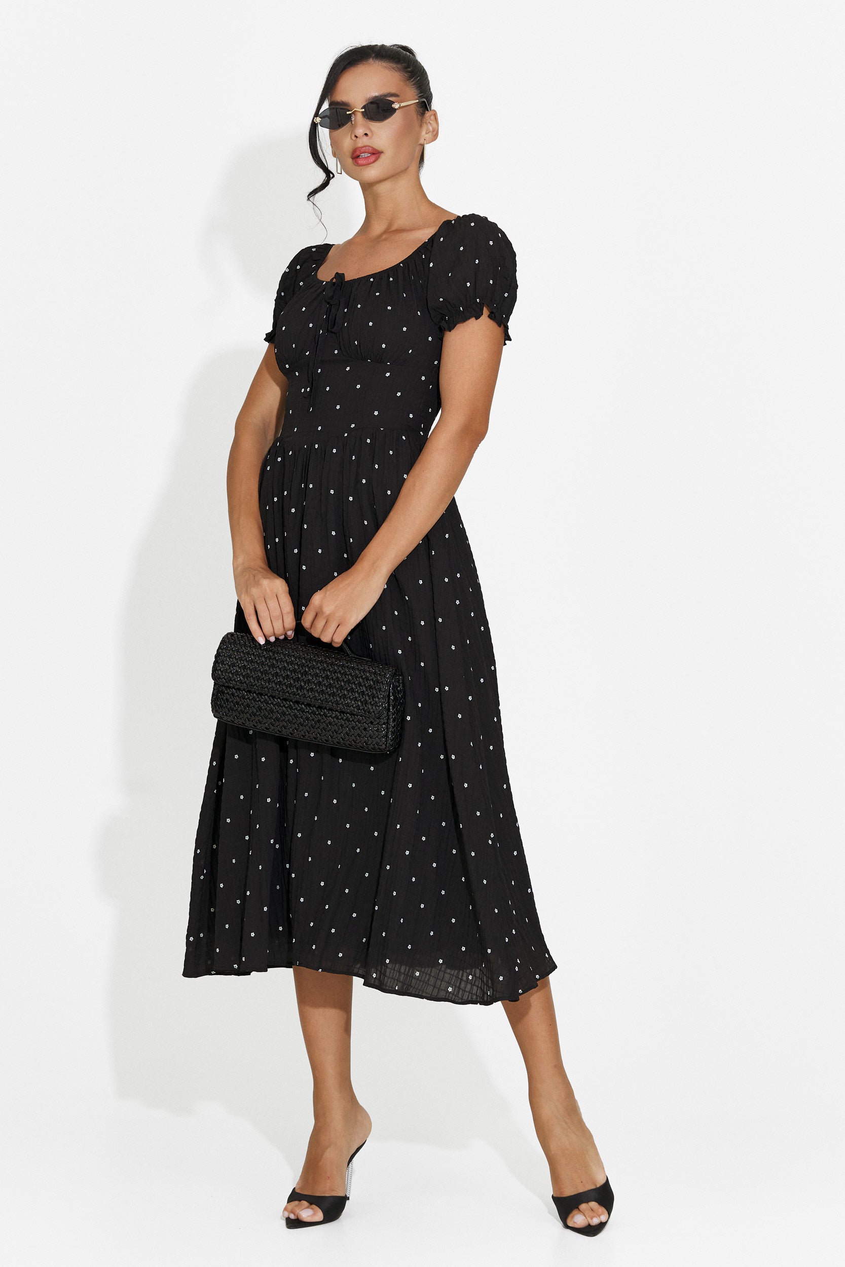 Vestido midi negro de mujer Elvilia Bogas