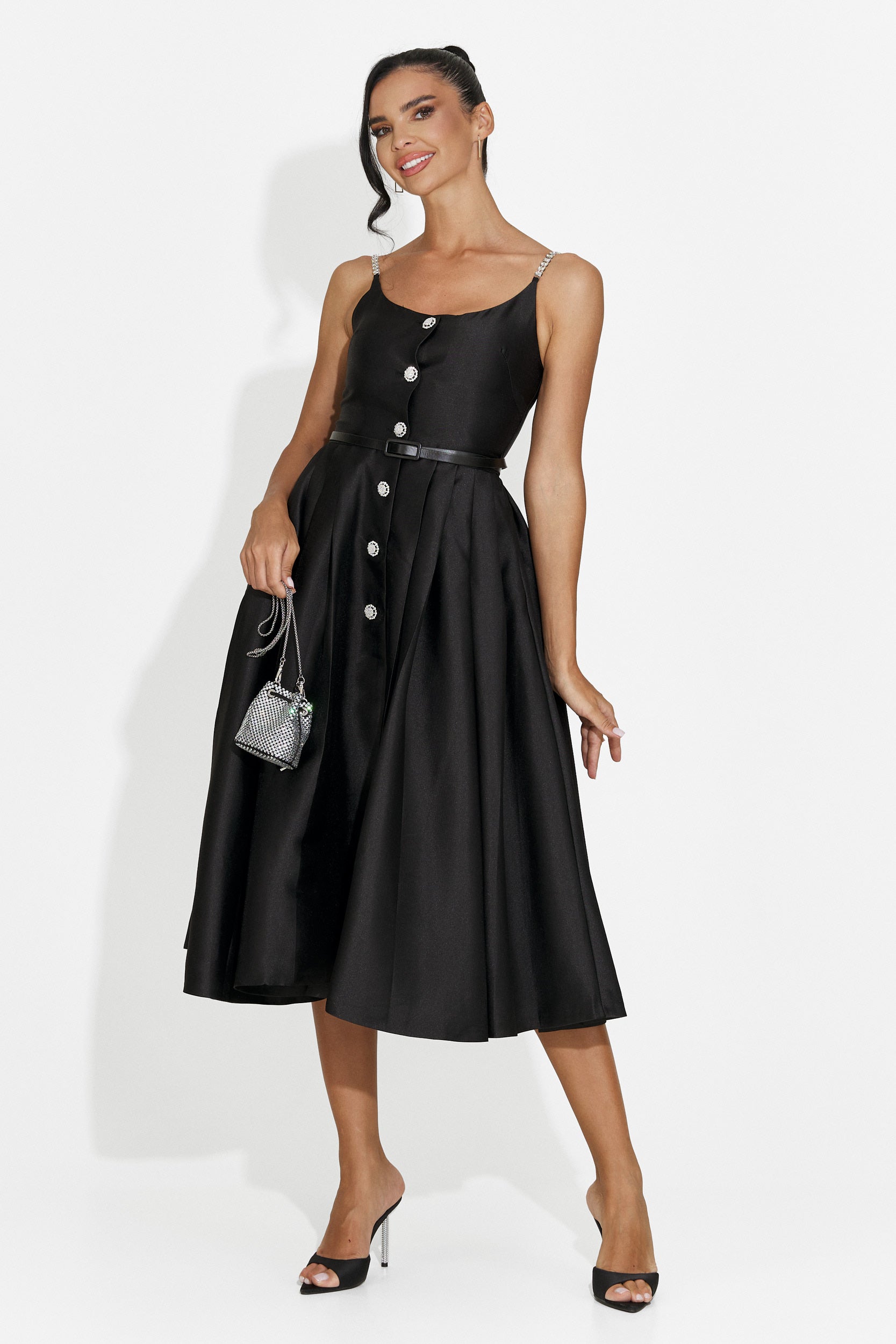 Women's midi black dress Florinela Bogas