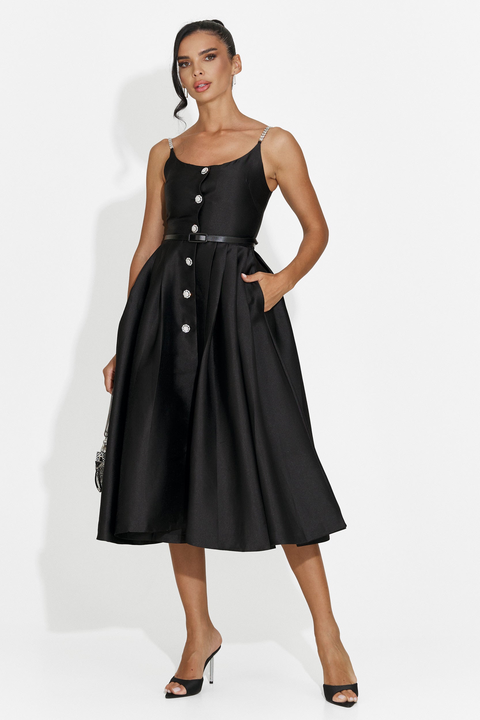 Women's midi black dress Florinela Bogas