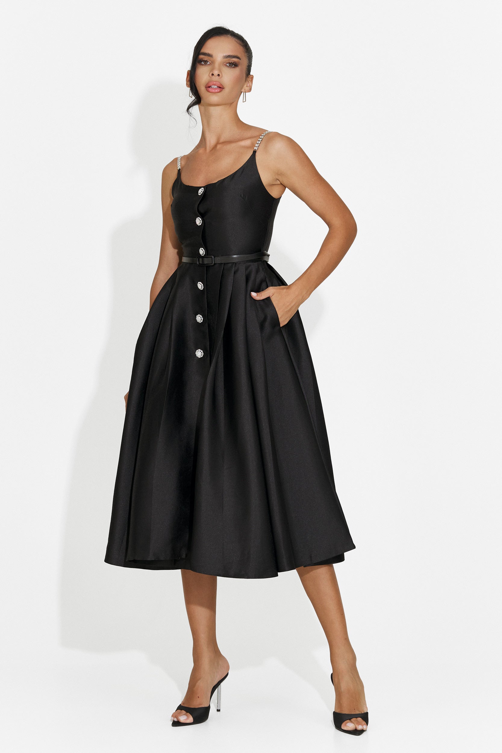 Women's midi black dress Florinela Bogas