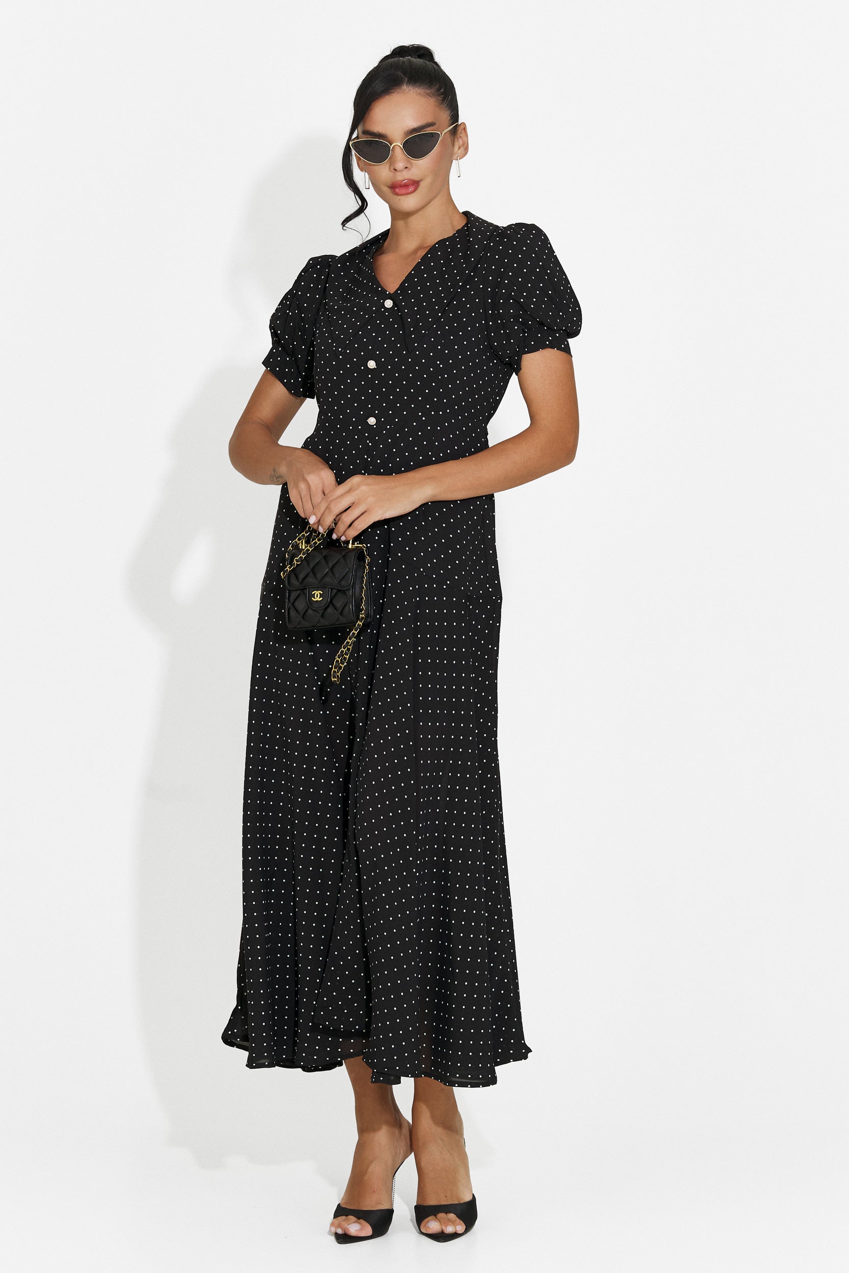 Midi black women's dress Taisiana Bogas