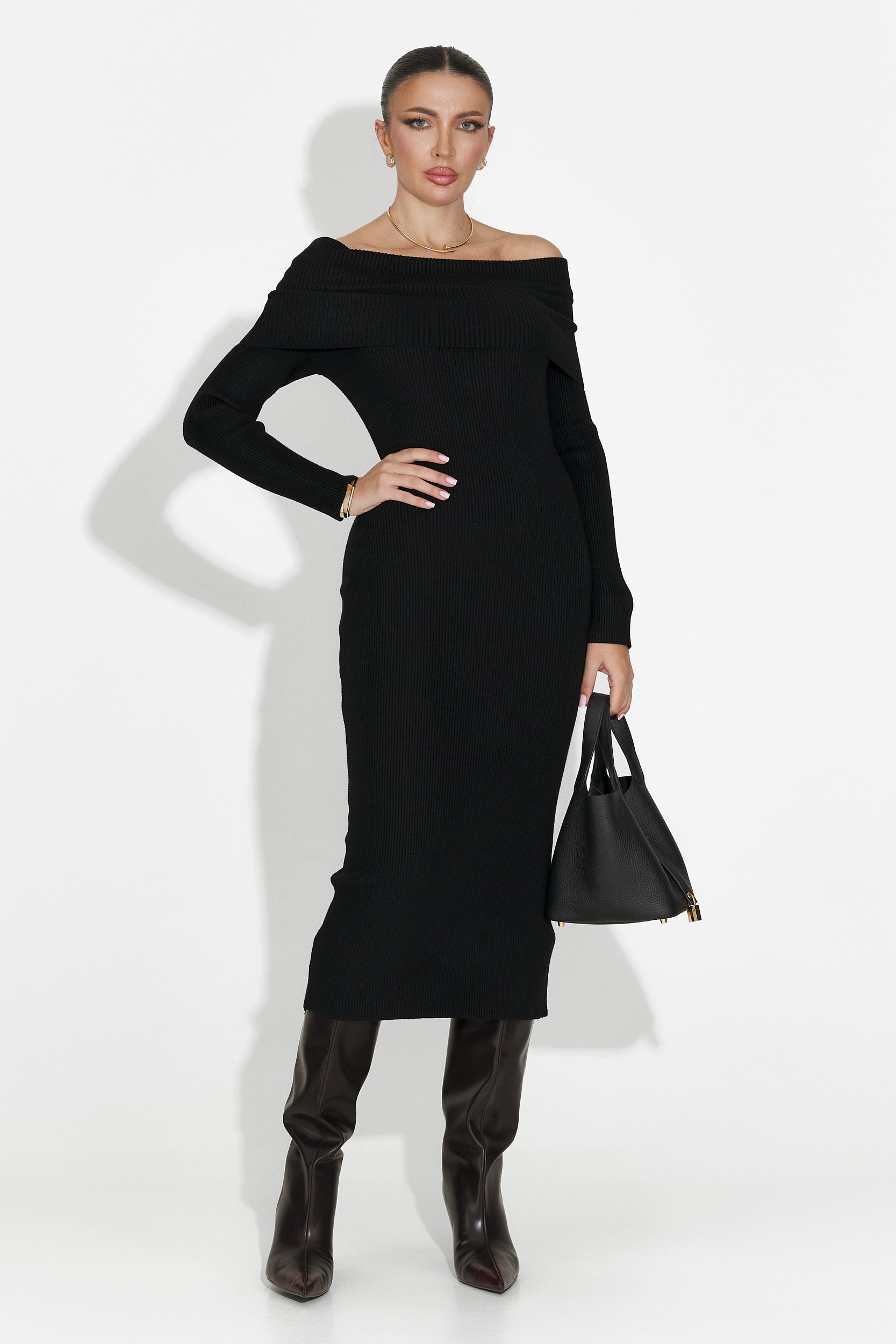 Robe Midi Noire Velana Bogas pour Femmes