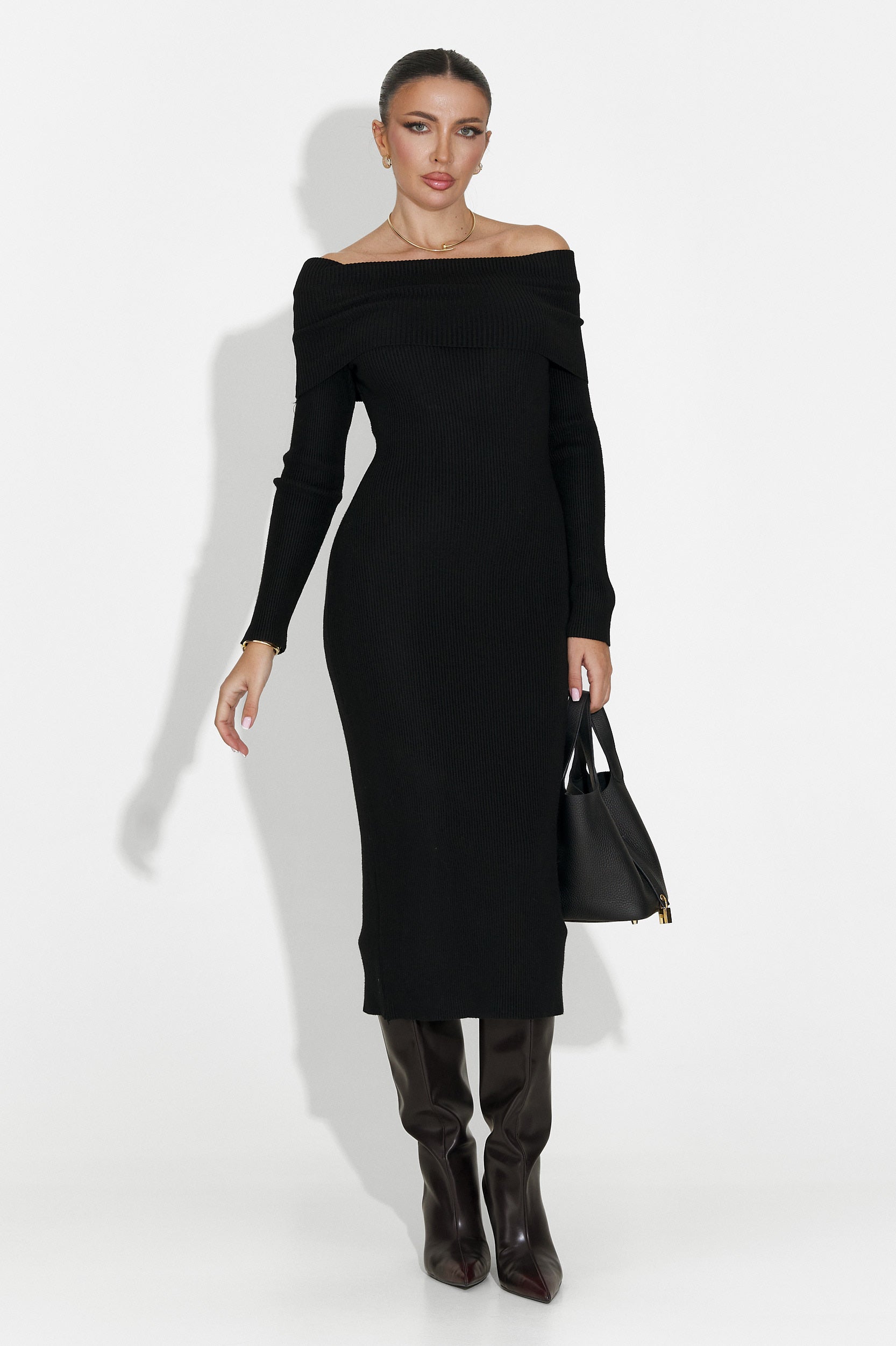 Velana Bogas Black Midi Dress for Women