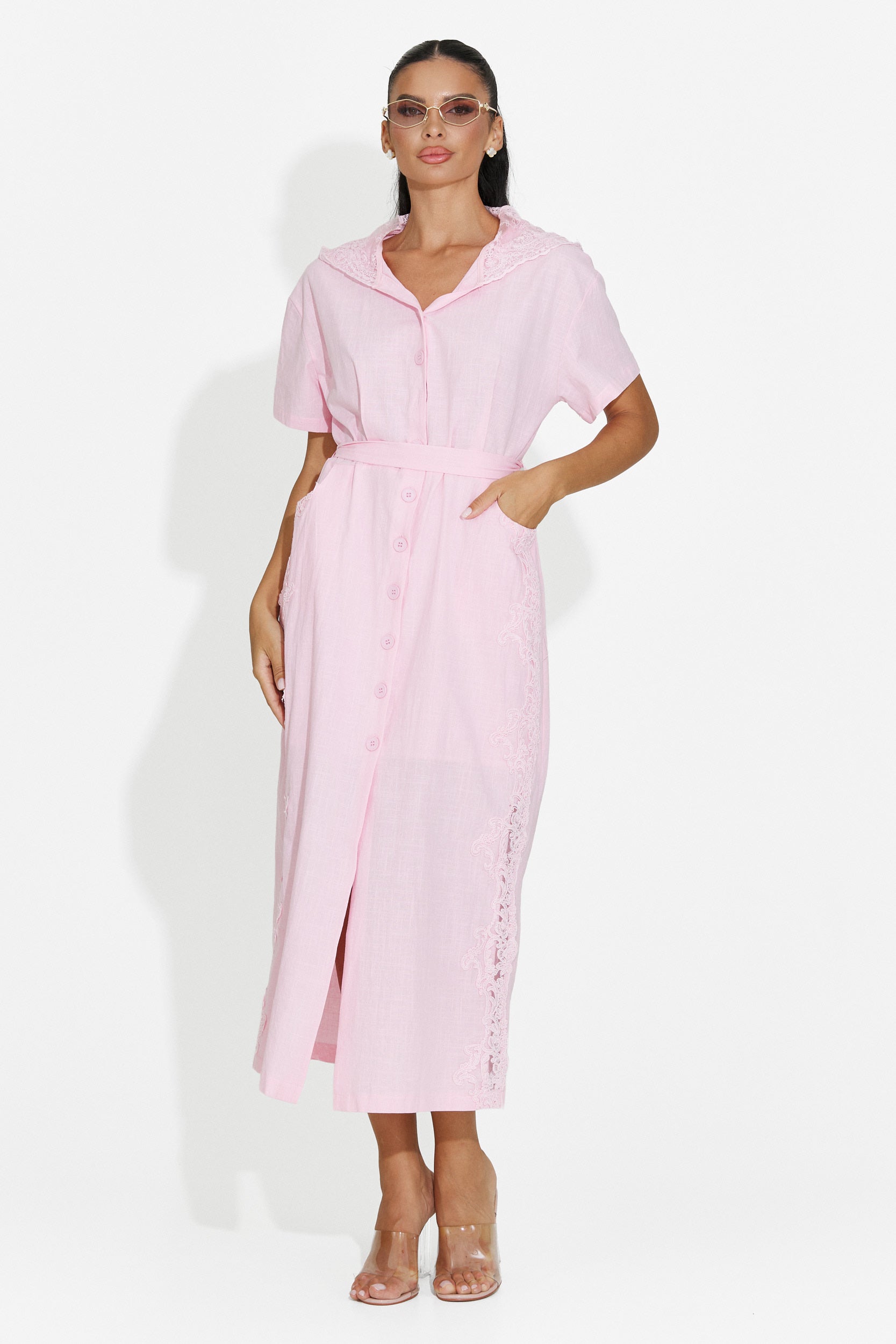 Vestido de mujer midi rosa Aneira Bogas