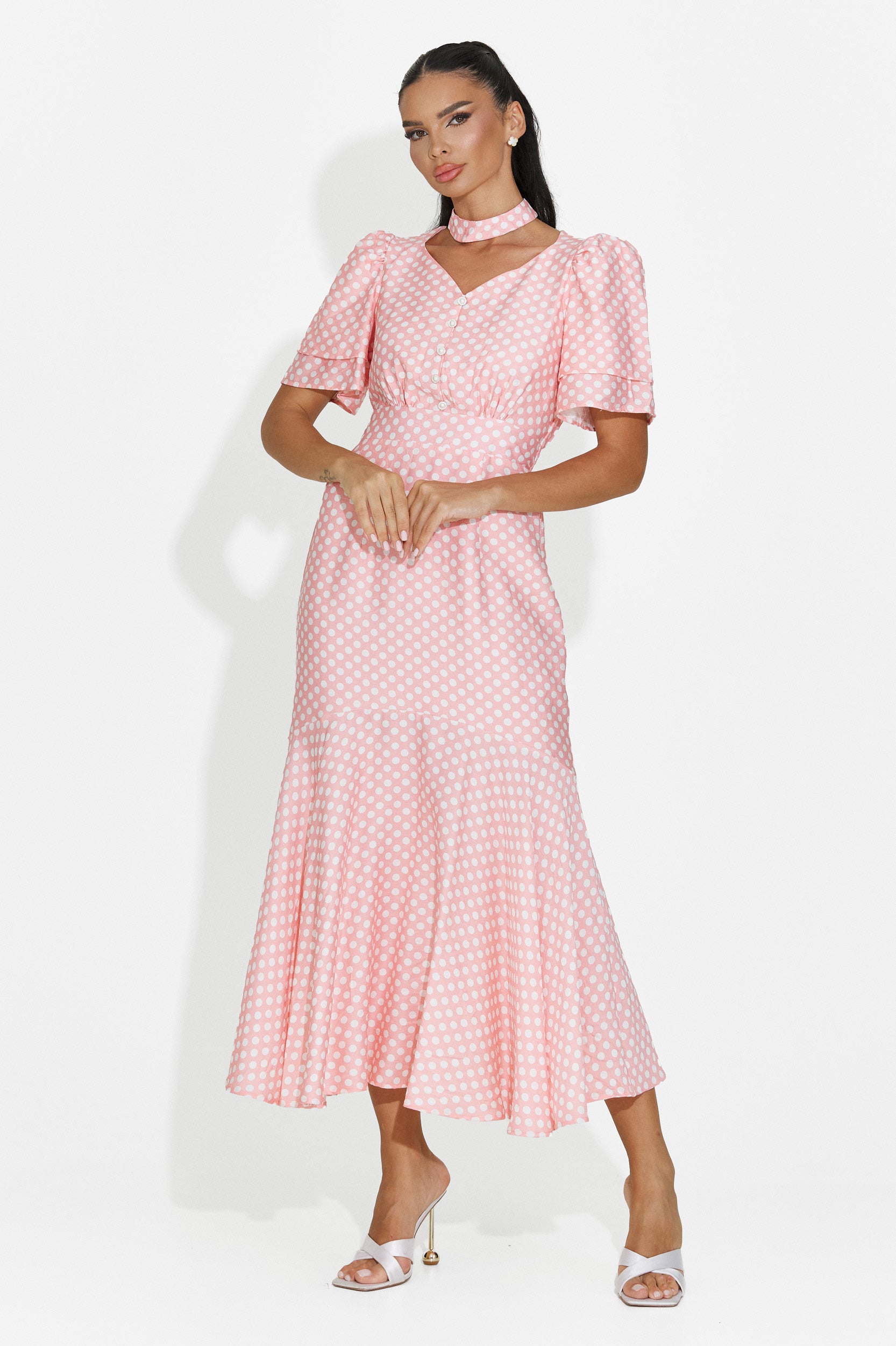 Midi pink women's dress Antoneia Bogas