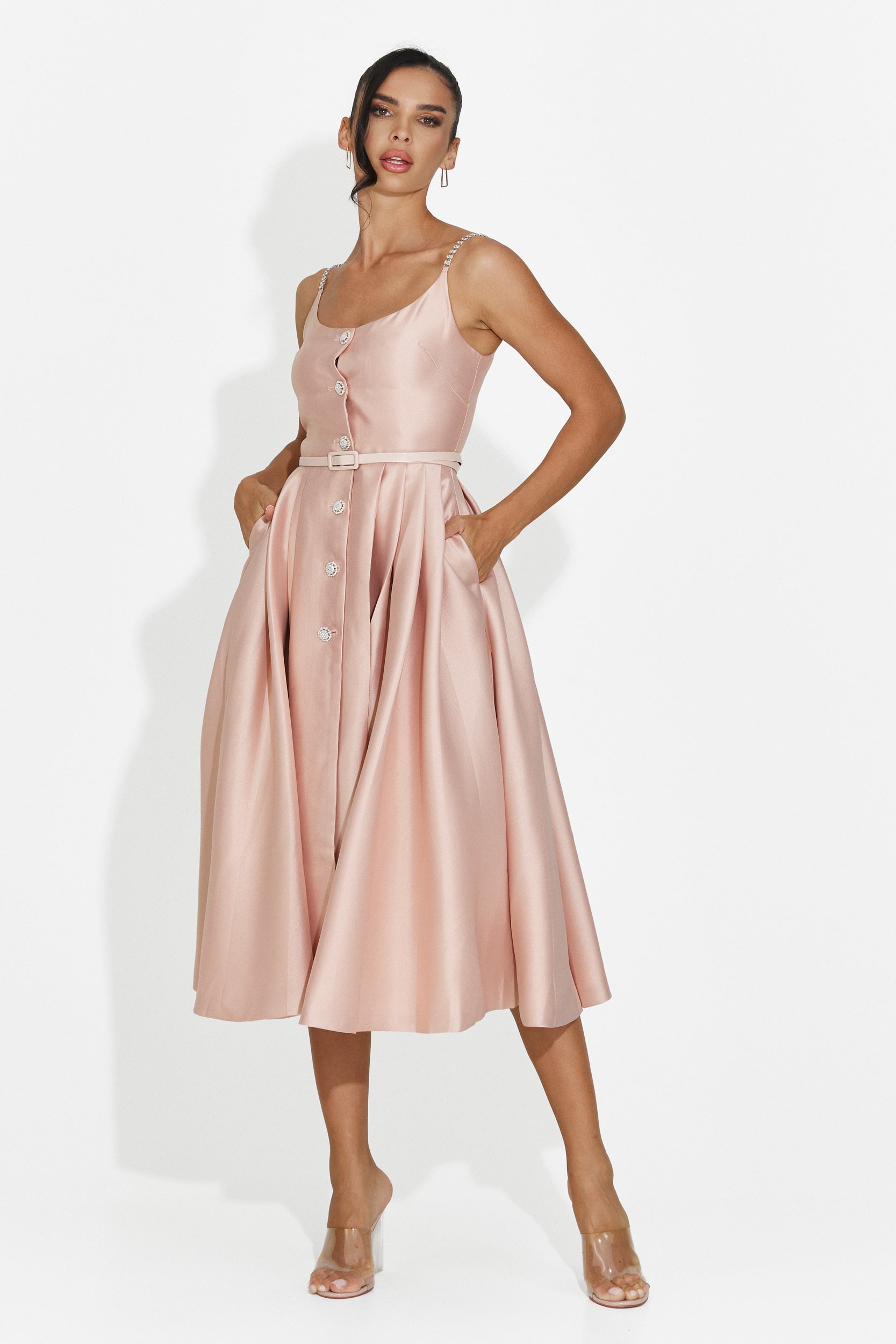 Women's midi pink dress Florinela Bogas