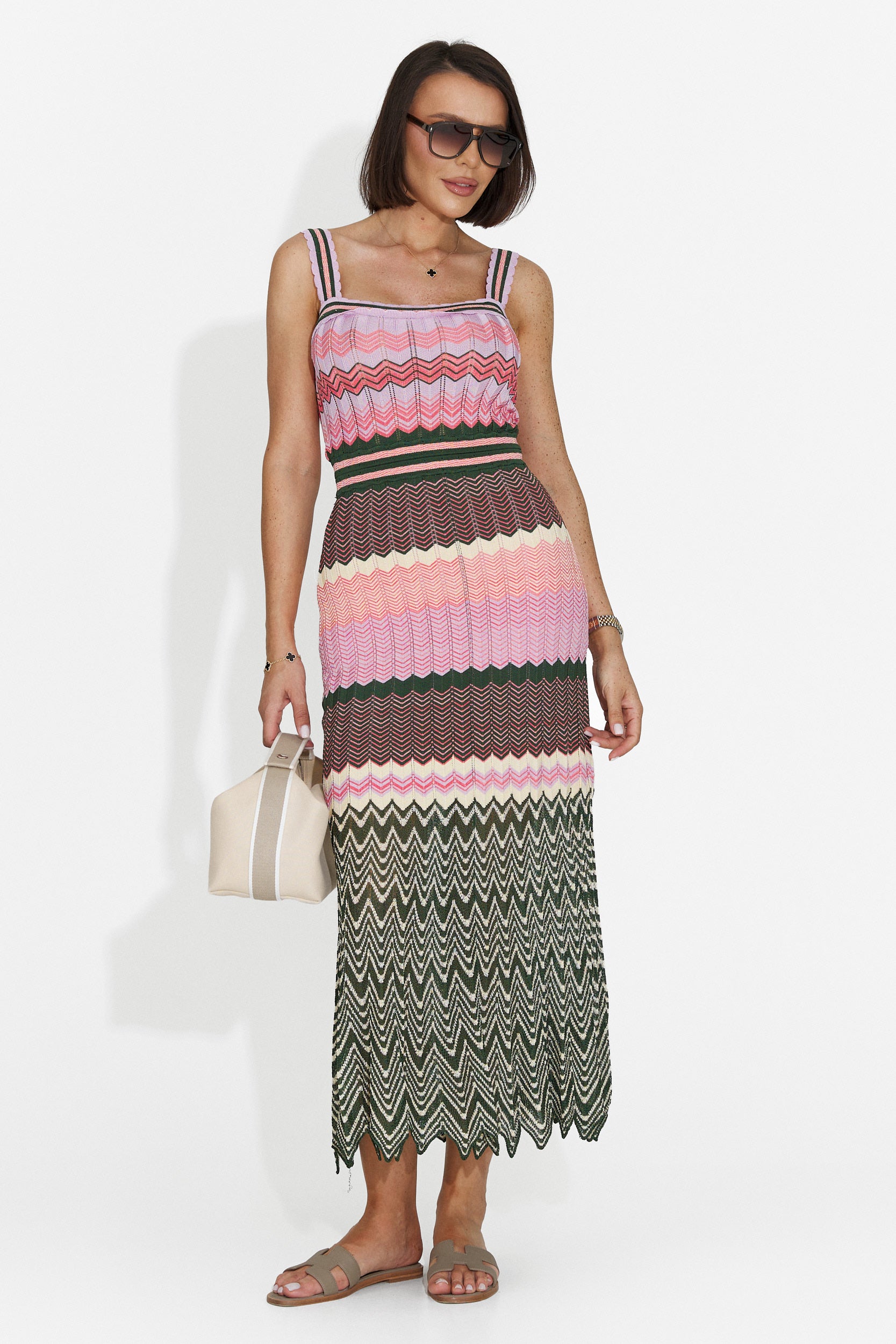 Robe Midi Rose Mihely Bogas pour Femmes