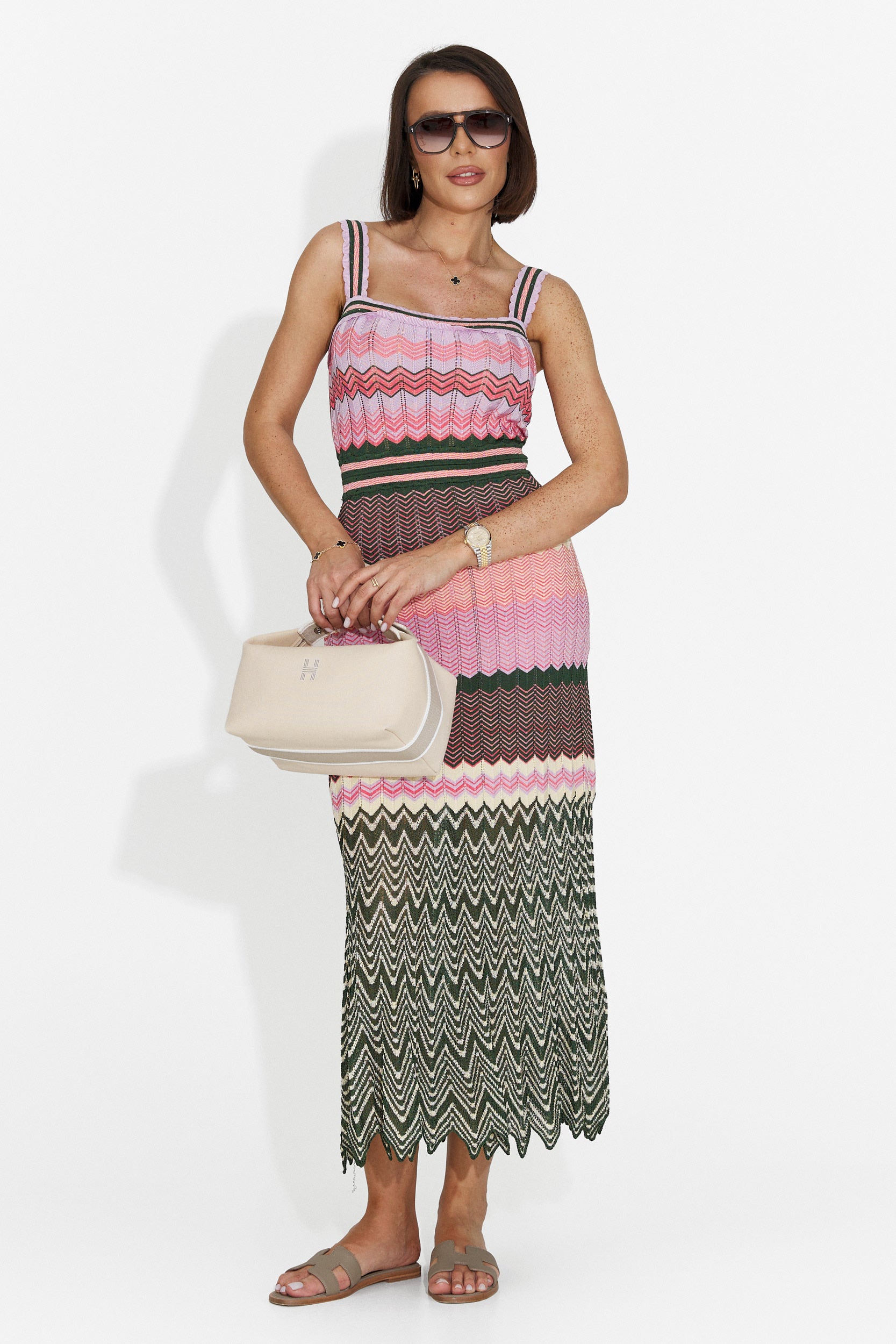 Robe Midi Rose Mihely Bogas pour Femmes