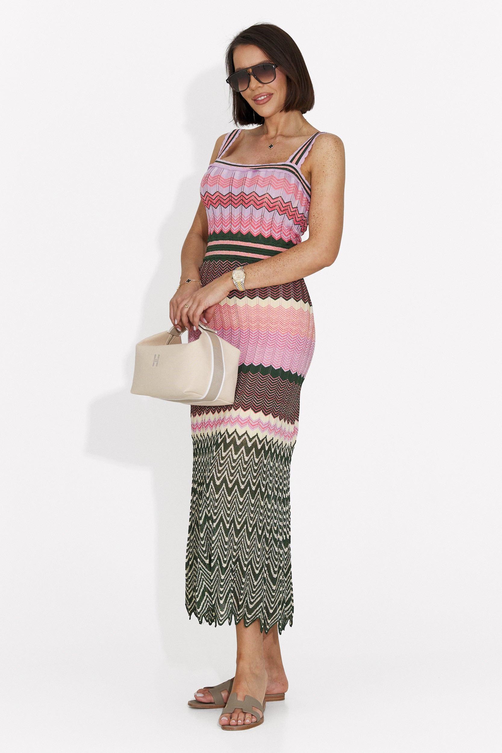 Robe Midi Rose Mihely Bogas pour Femmes