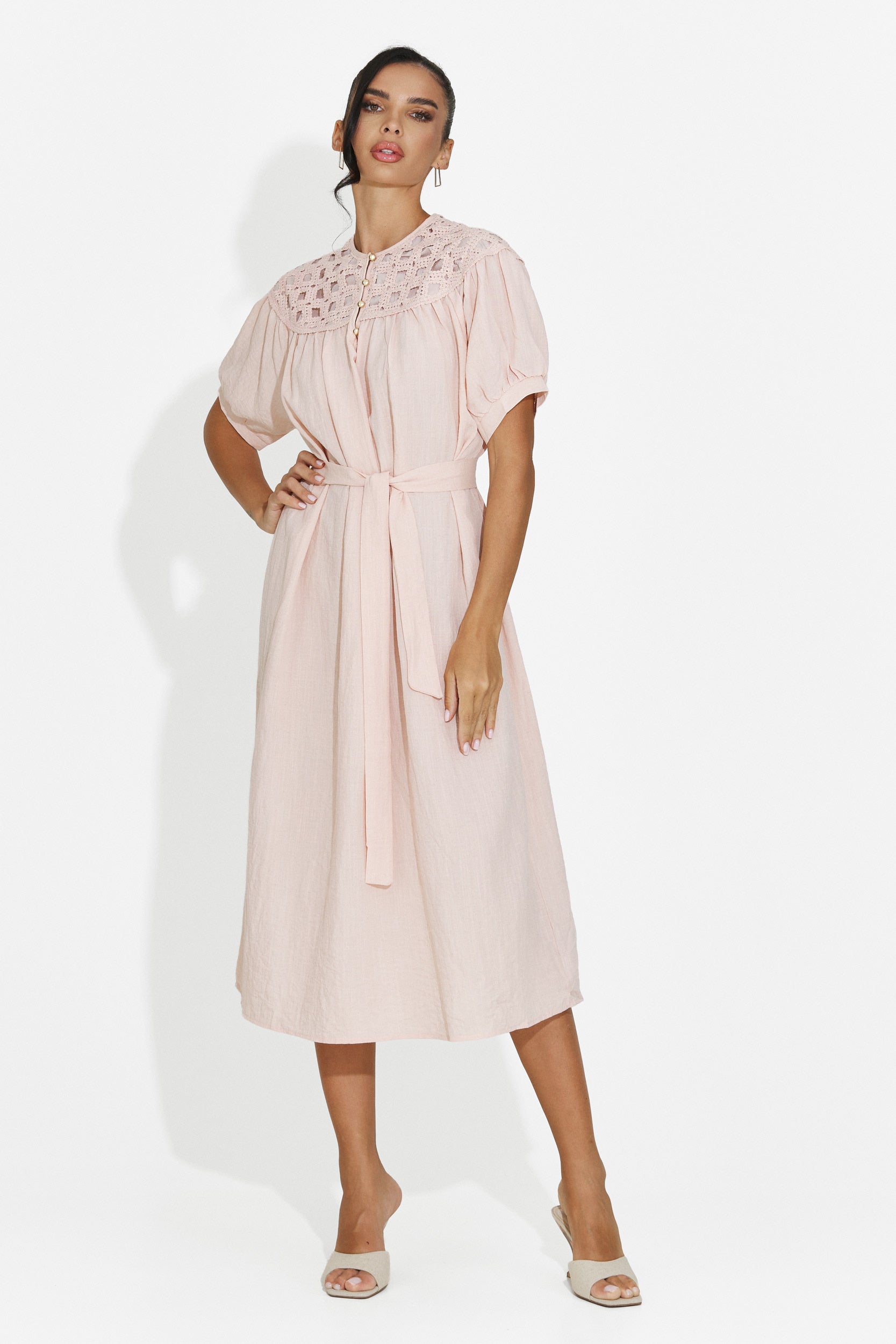 Vestido midi de mujer rosa Olema Bogas