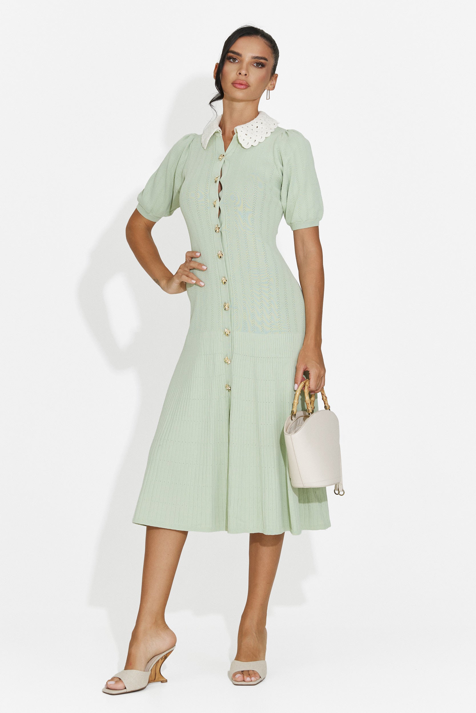 Midi green women's dress Ernesta Bogas