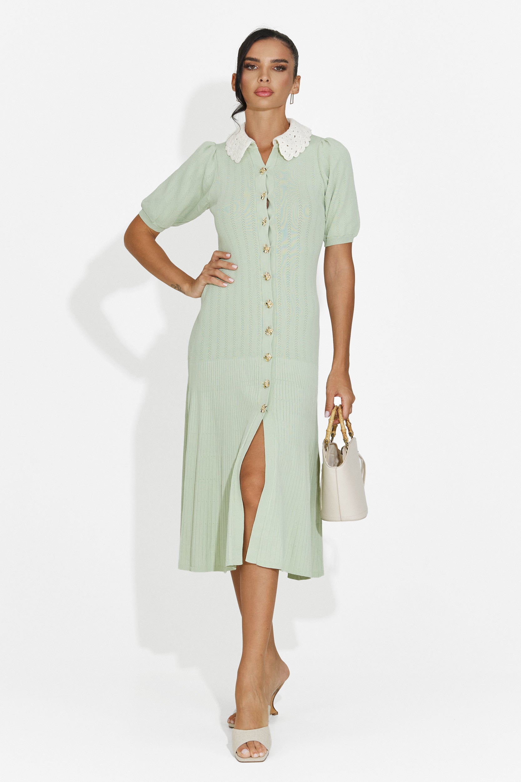 Midi green women's dress Ernesta Bogas
