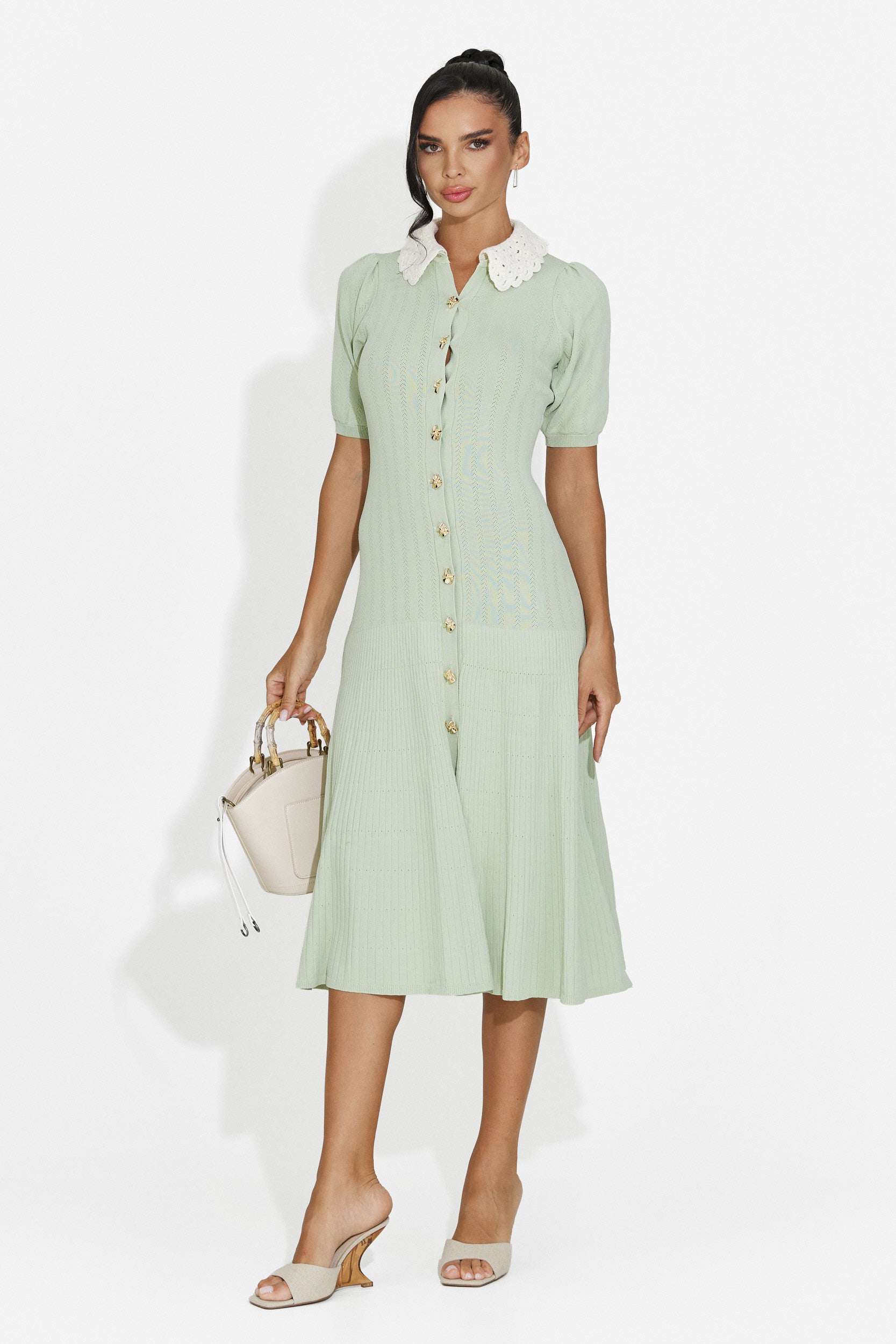 Midi green women's dress Ernesta Bogas