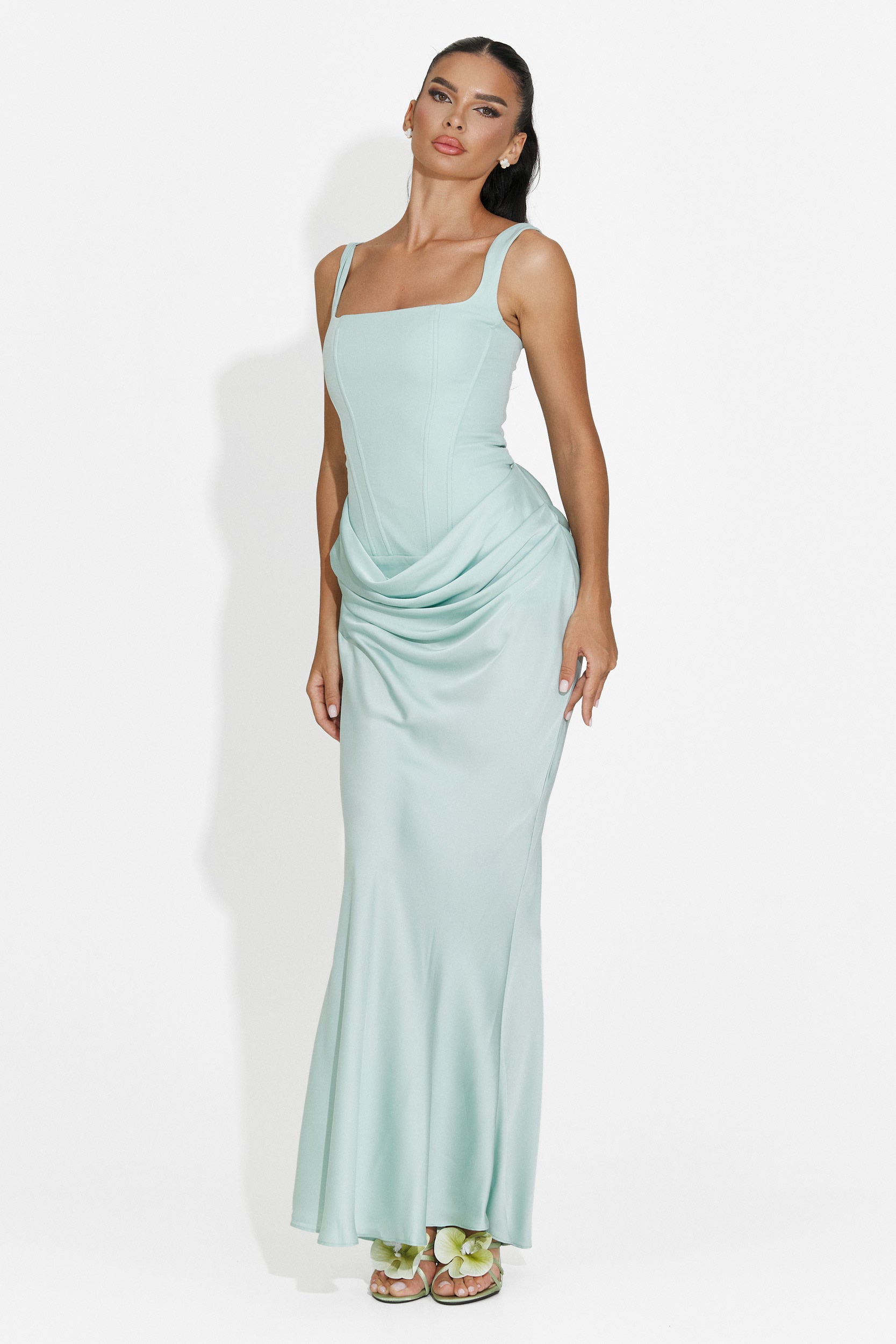 Women's midi green dress Kaviala Bogas