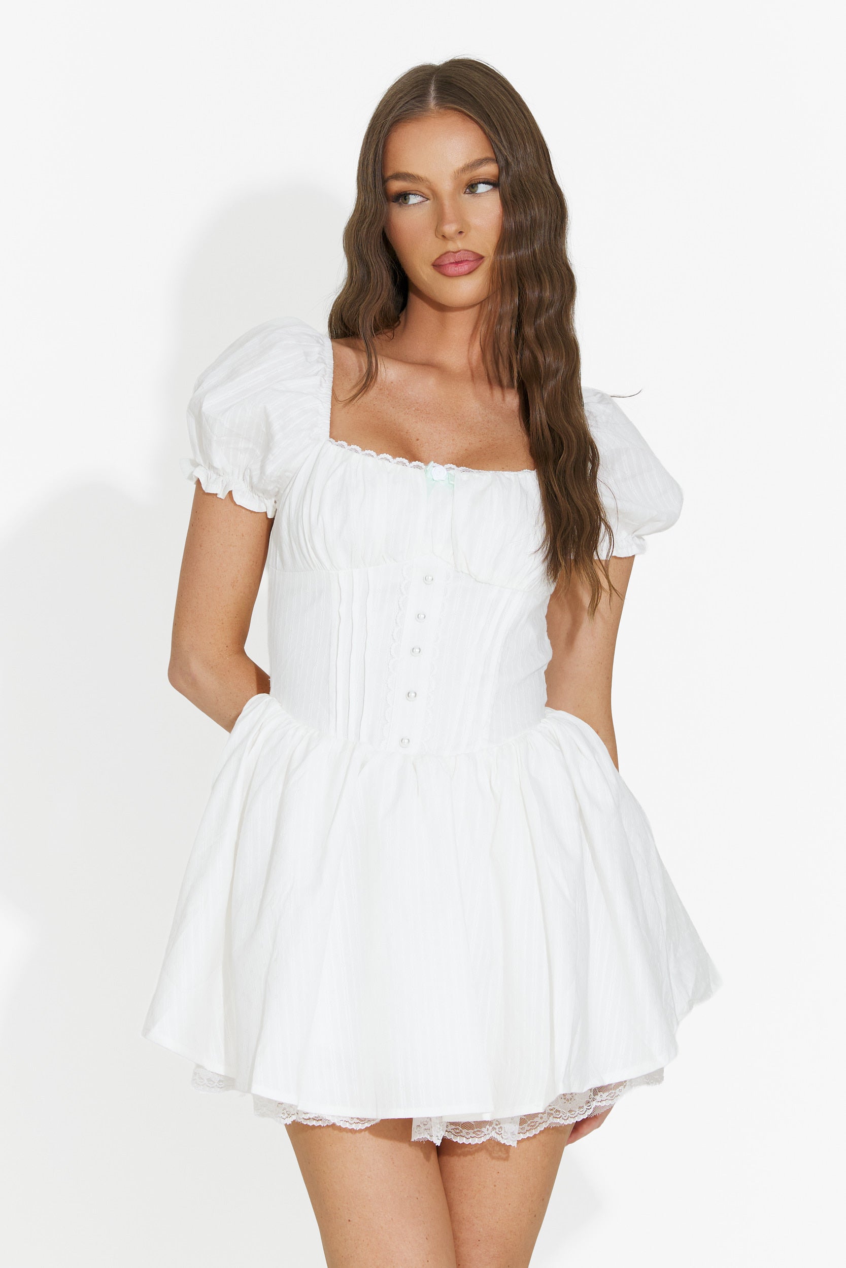 Short white women's dress Alesandria Bogas