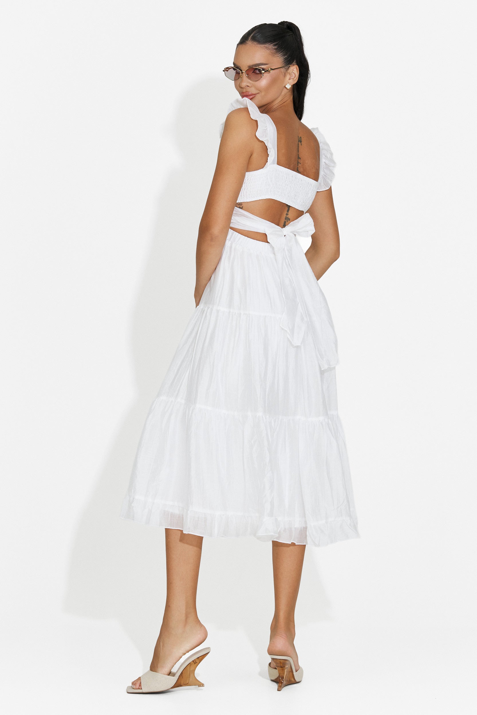Women's short white dress Camenia Bogas