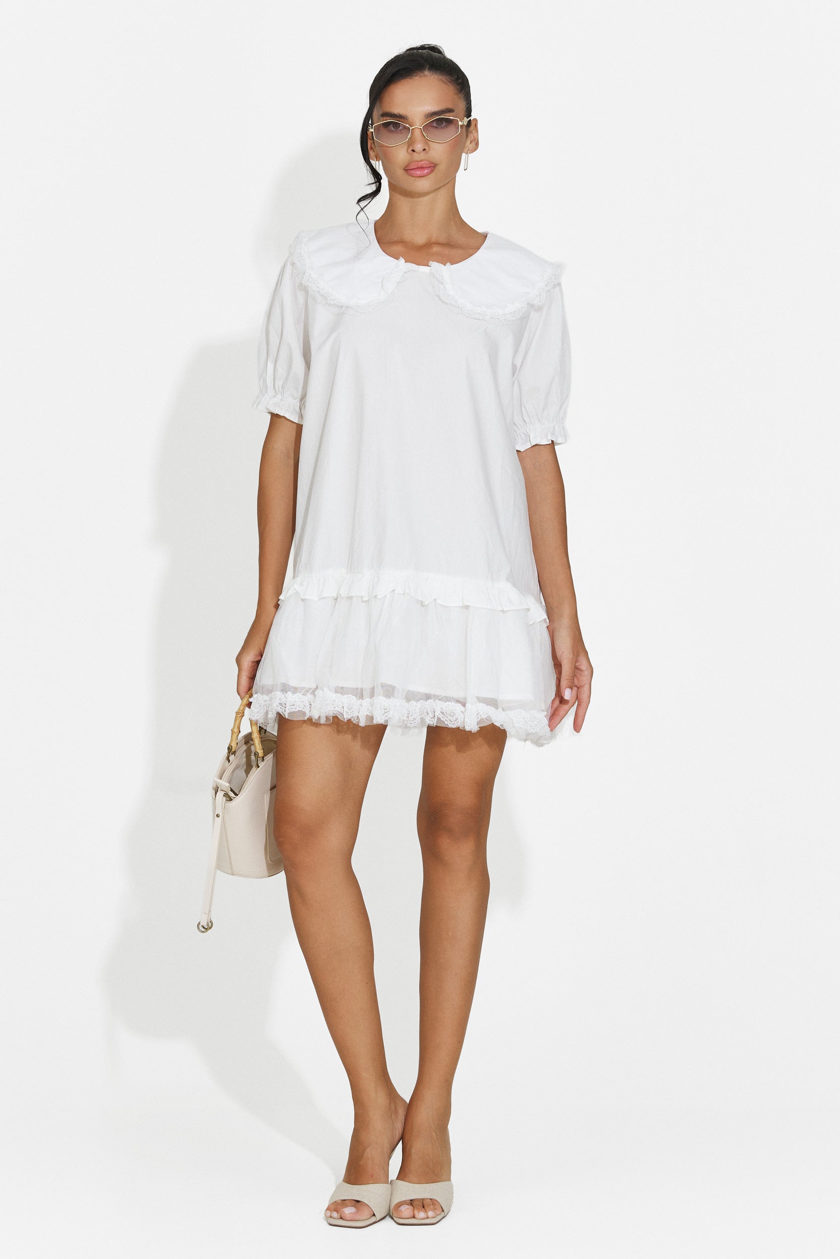 Women's short white dress Furzima Bogas