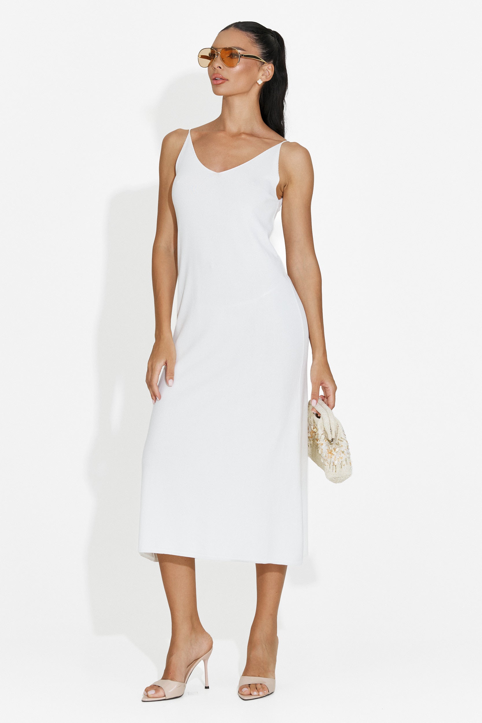 Women's short white dress Liorna Bogas
