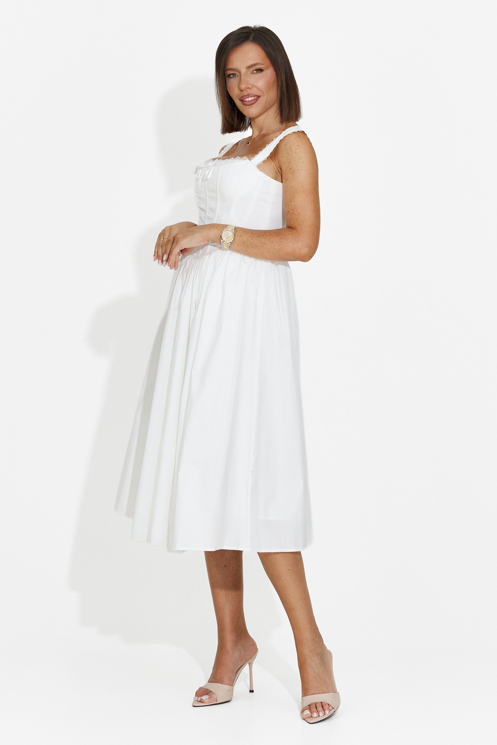 Women's short white dress Ofiliana Bogas