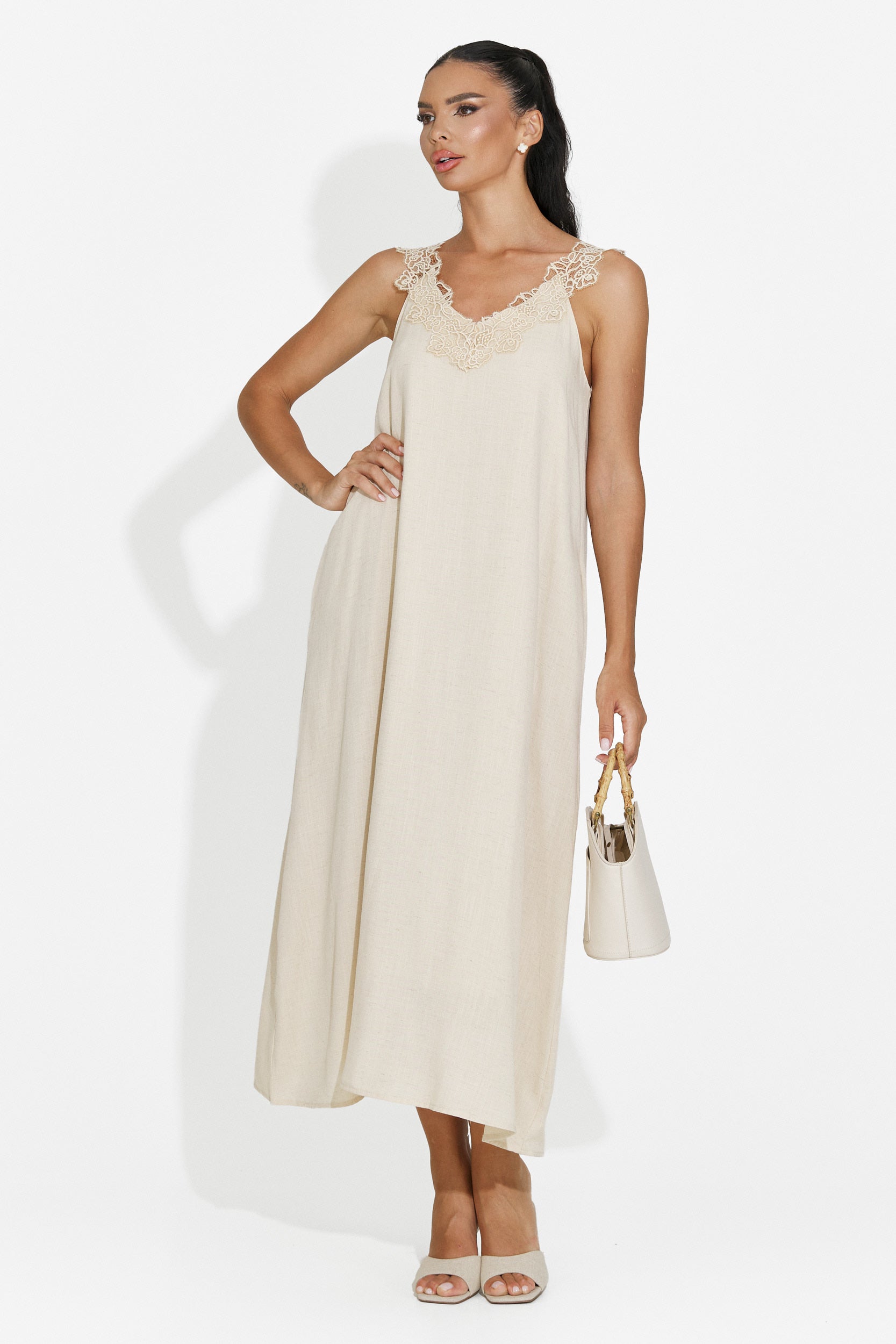 Robe femme courte beige Clarinia Bogas