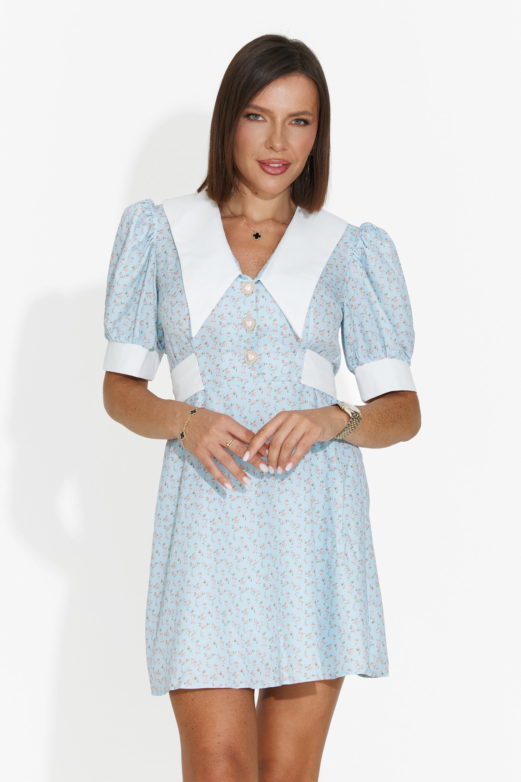 Short light blue women's dress Zurlia Bogas
