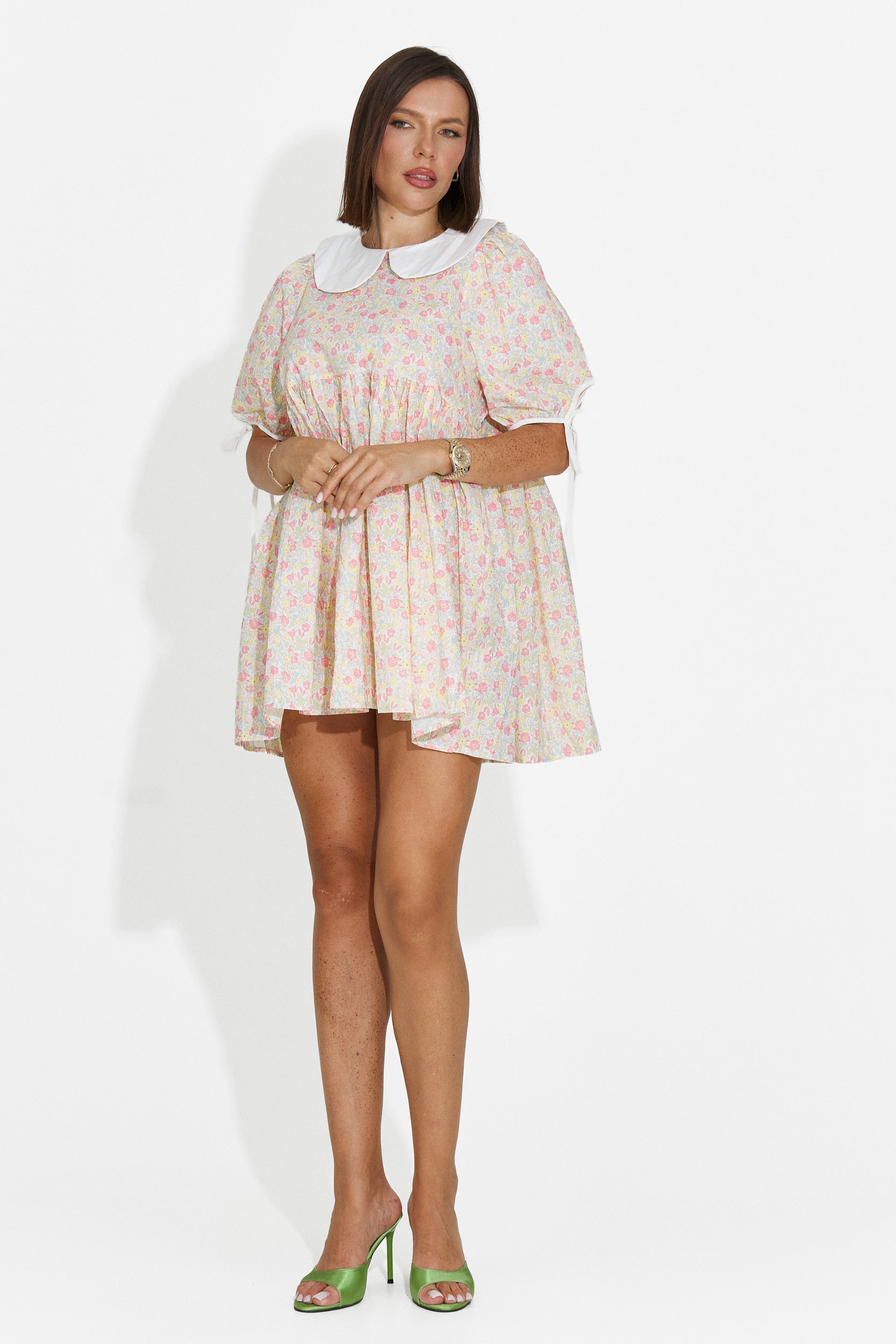 Women's short yellow dress Zelenia Bogas