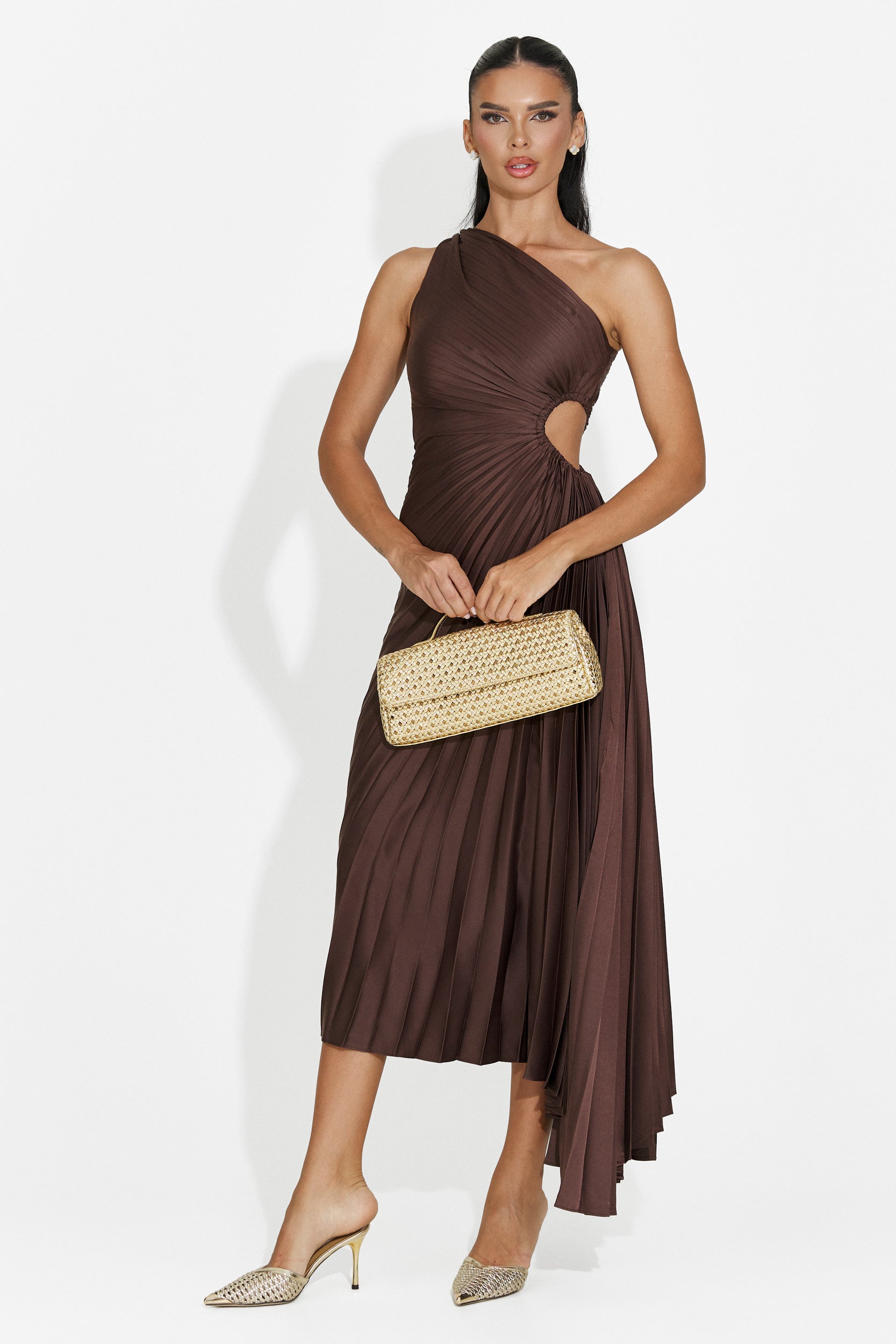 Women's short brown dress Delimia Bogas