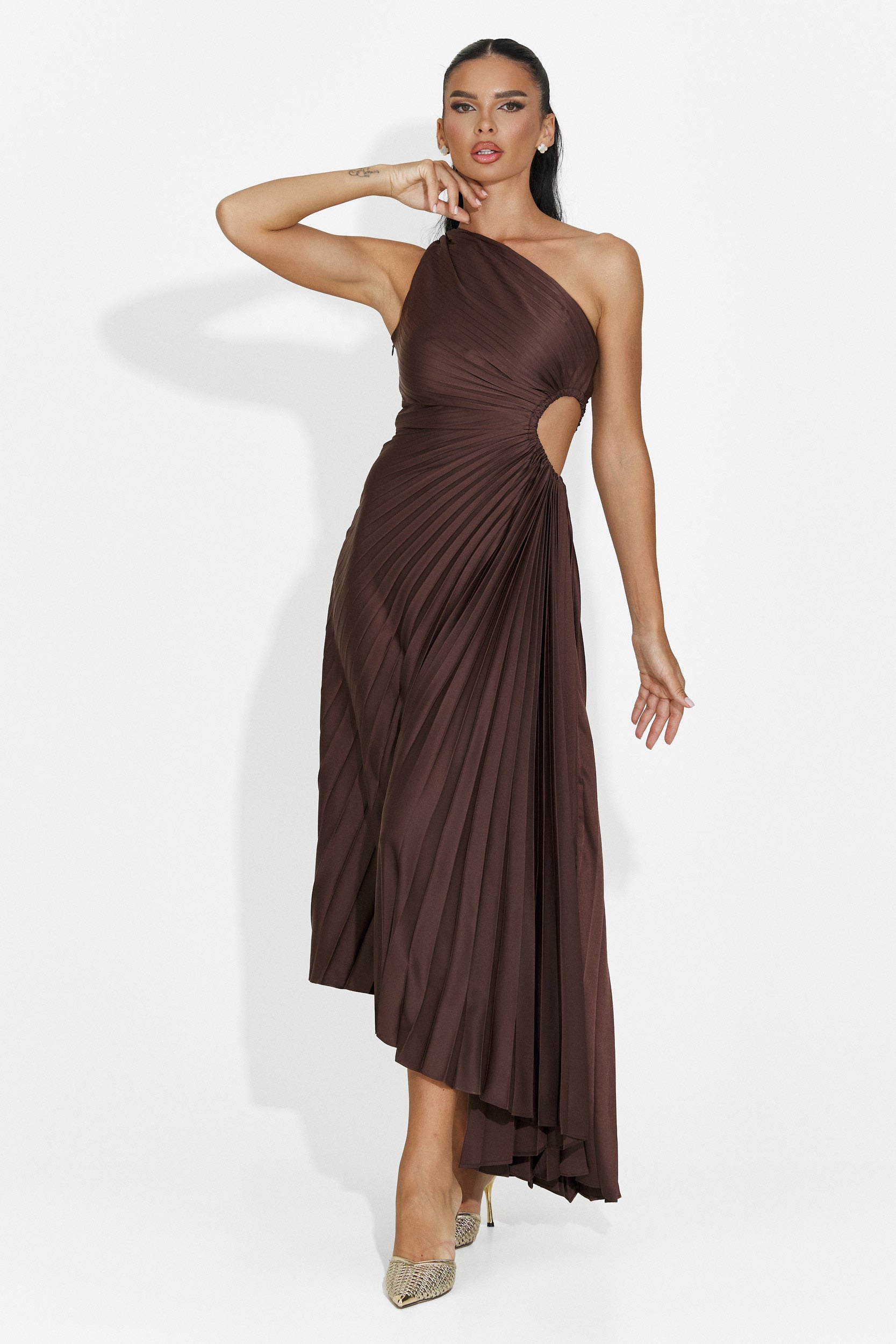 Women's short brown dress Delimia Bogas