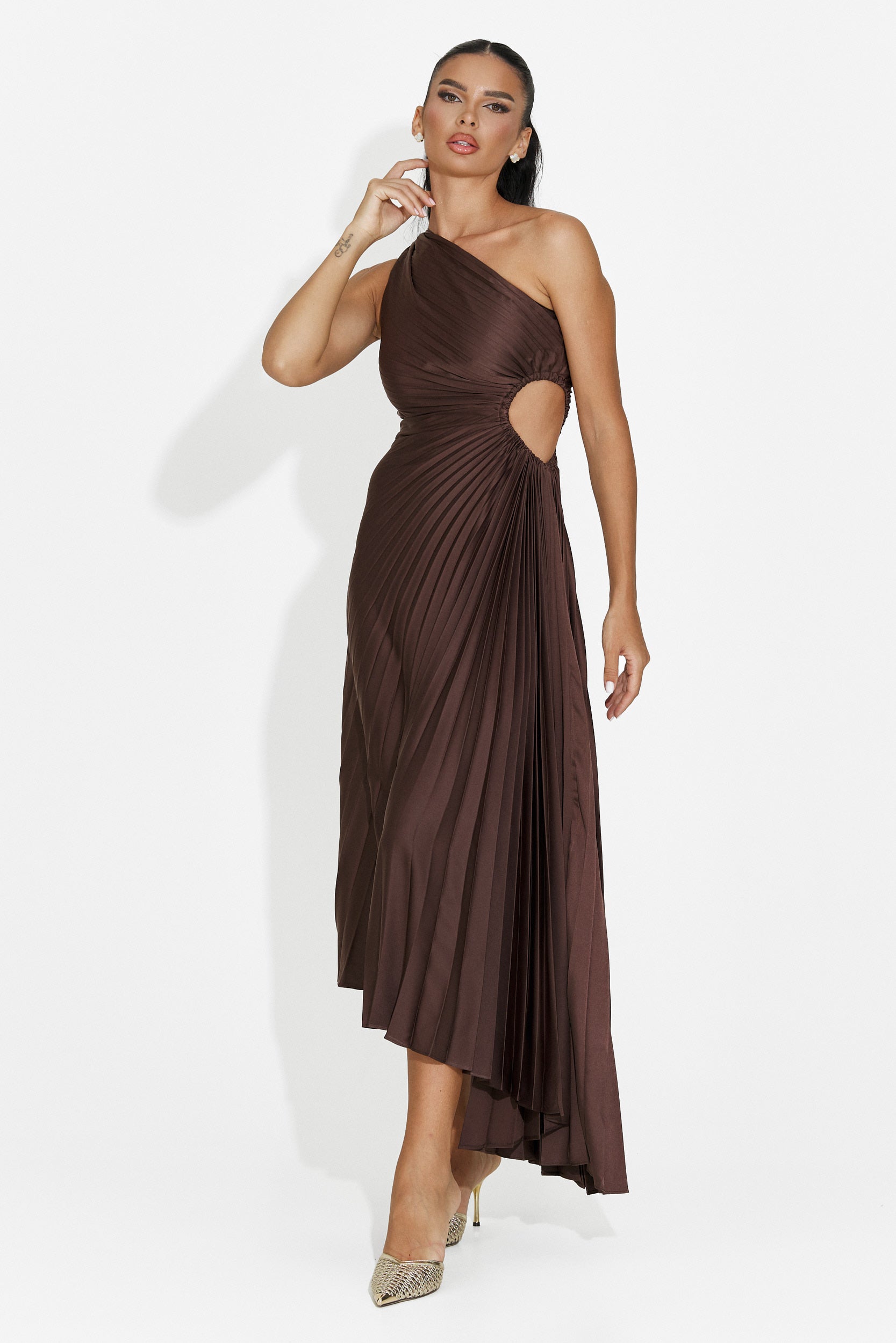 Women's short brown dress Delimia Bogas