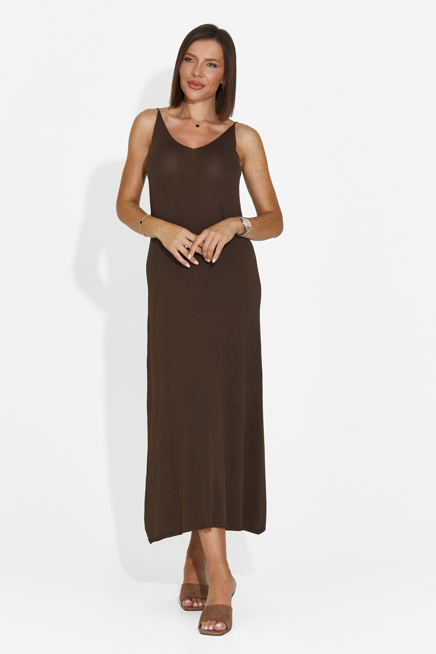 Women's short brown dress Liorna Bogas