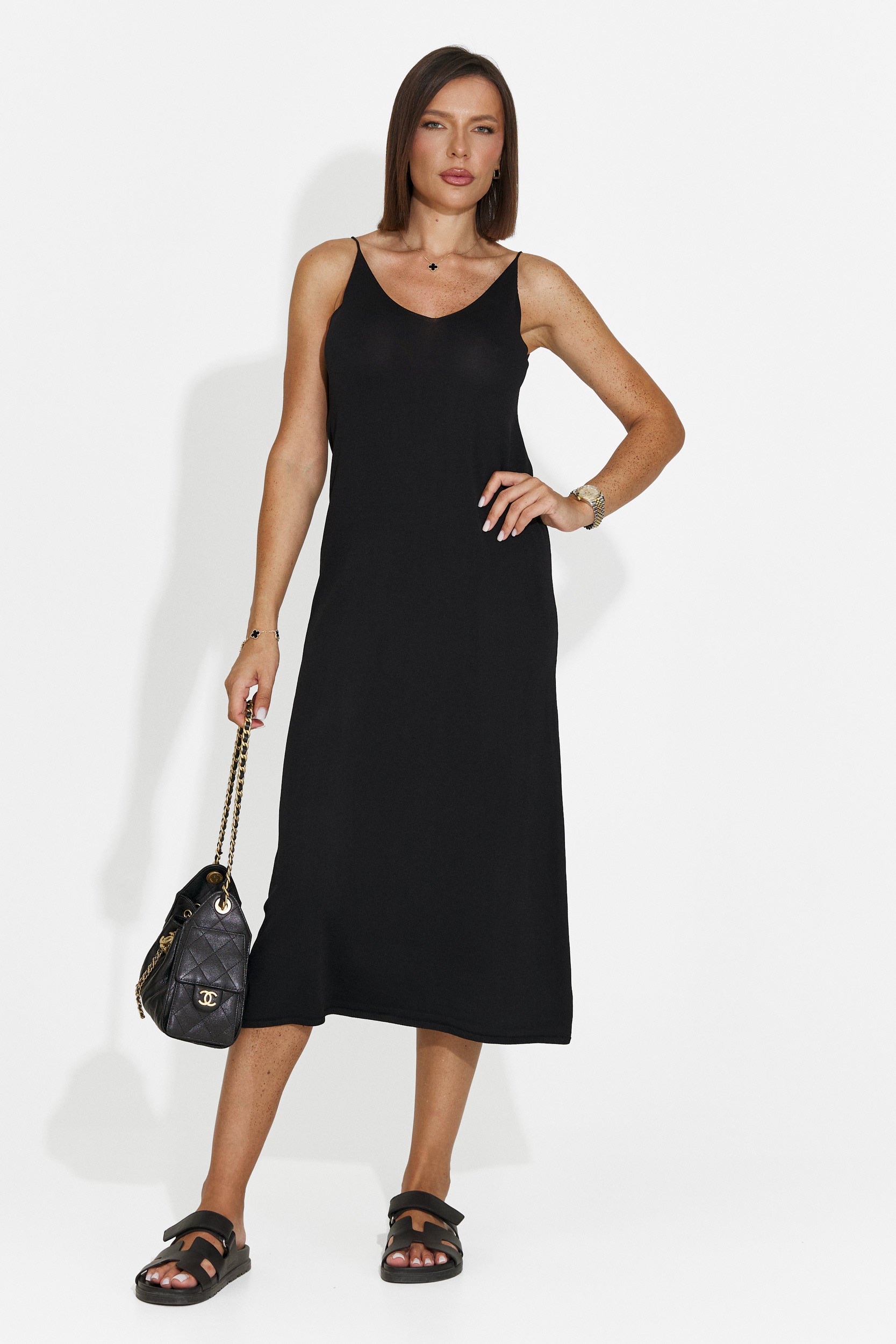 Short black women's dress Liorna Bogas