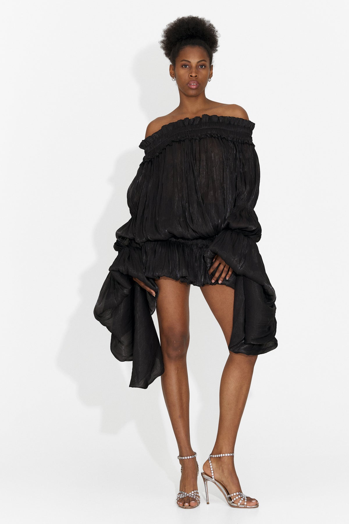 Black short women's dress Myara Bogas, image 4 of 8