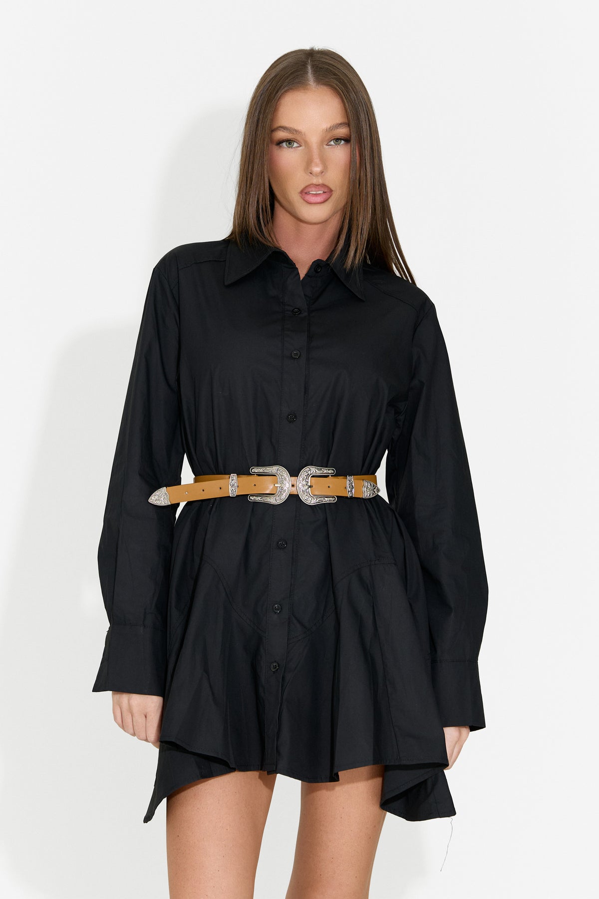 Women's short black shirt dress Trenieiza Bogas
