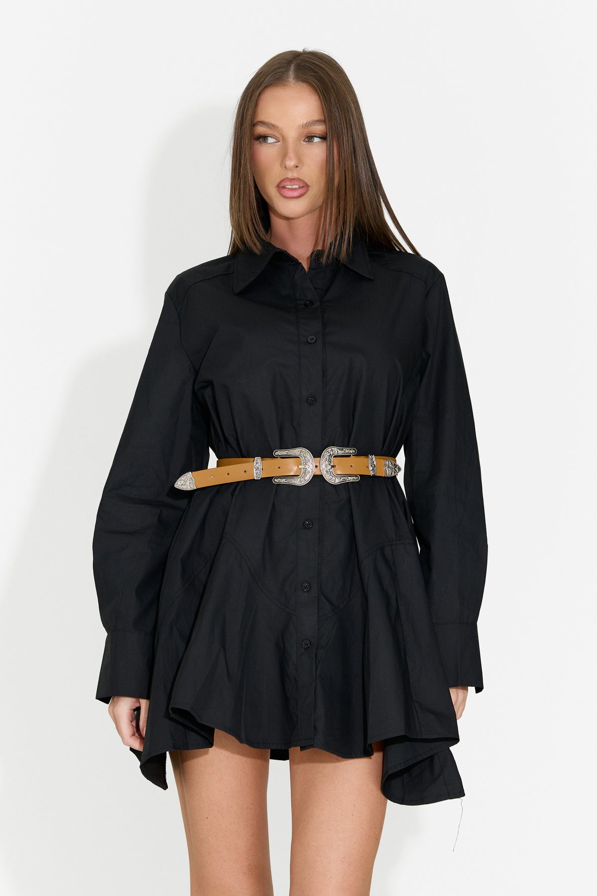 Robe chemise courte noire pour femme Trenieiza Bogas