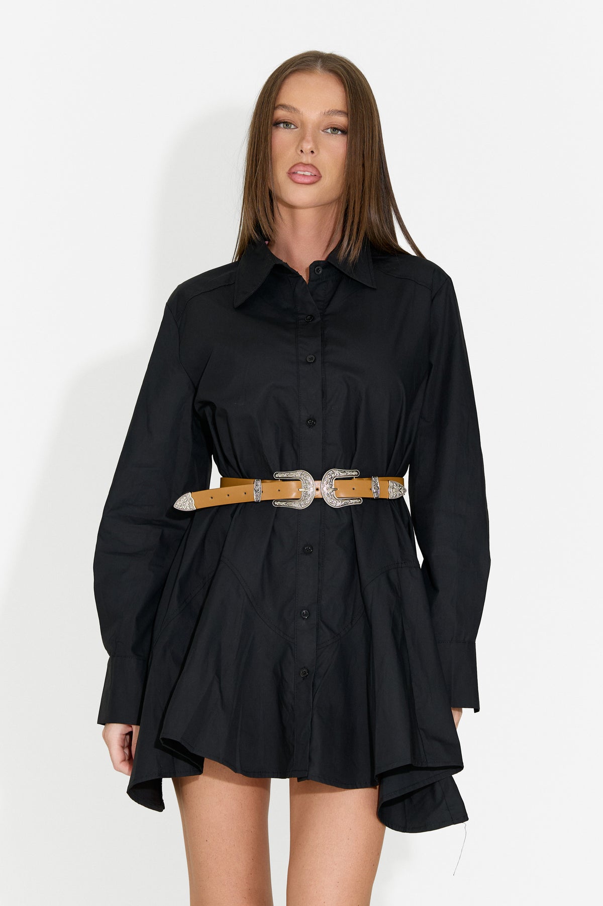 Robe chemise courte noire pour femme Trenieiza Bogas