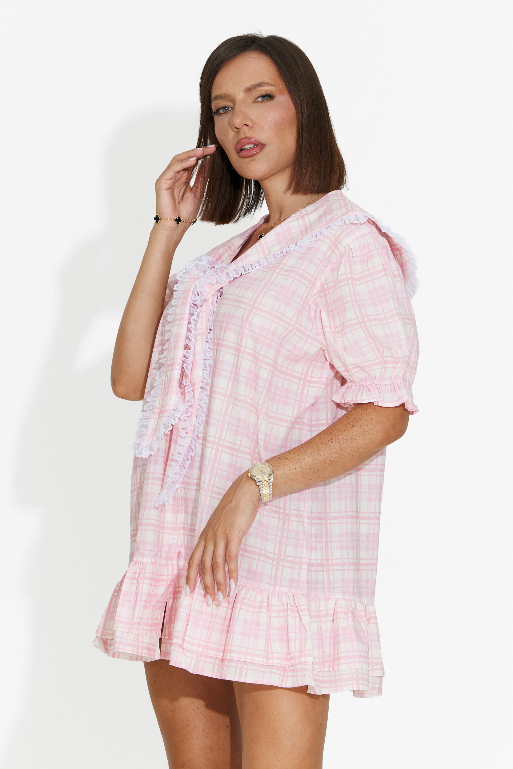 Robe femme courte style chemise rose Beshoka Bogas