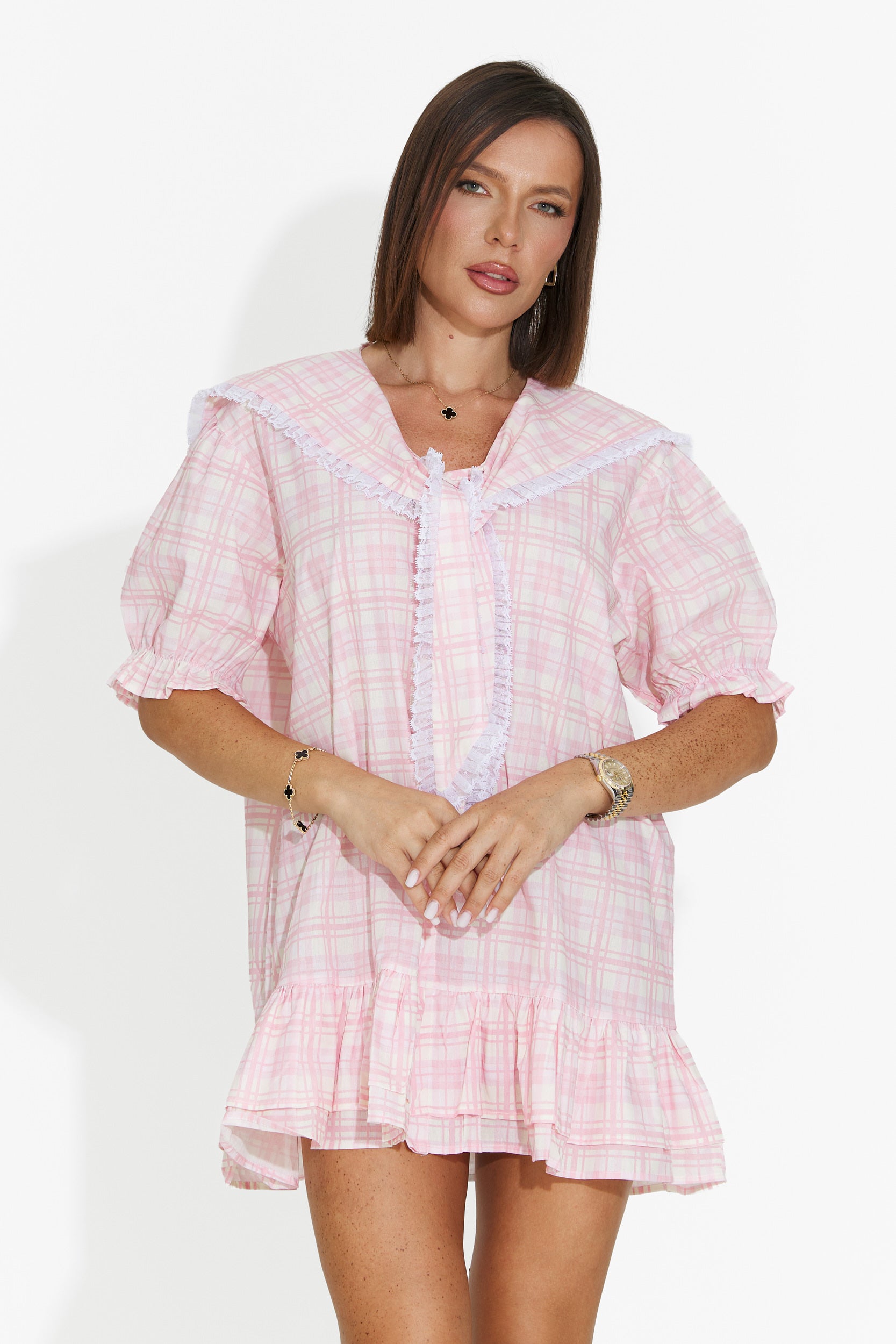 Robe femme courte style chemise rose Beshoka Bogas