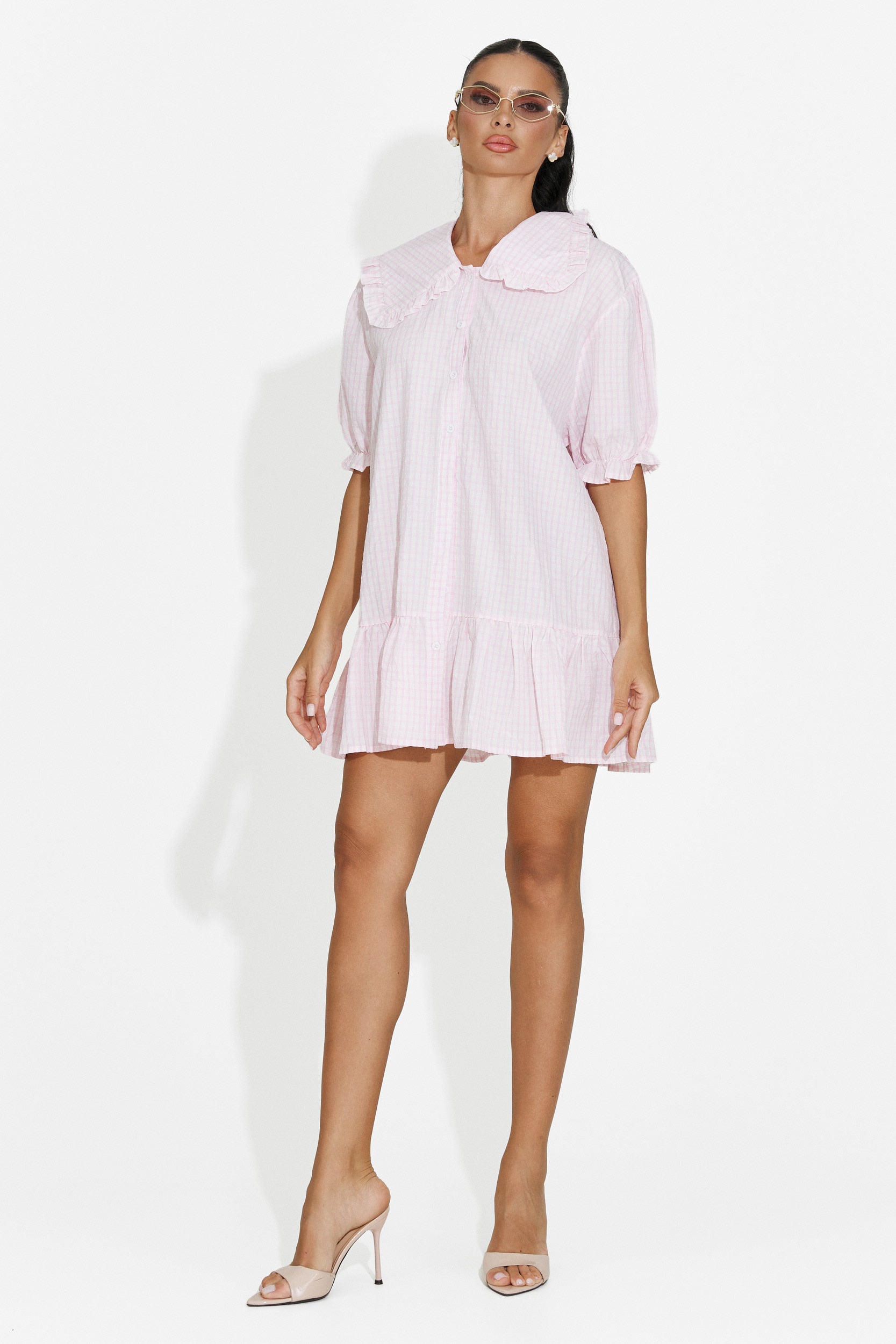 Women's short shirt-style pink dress Dolima Bogas