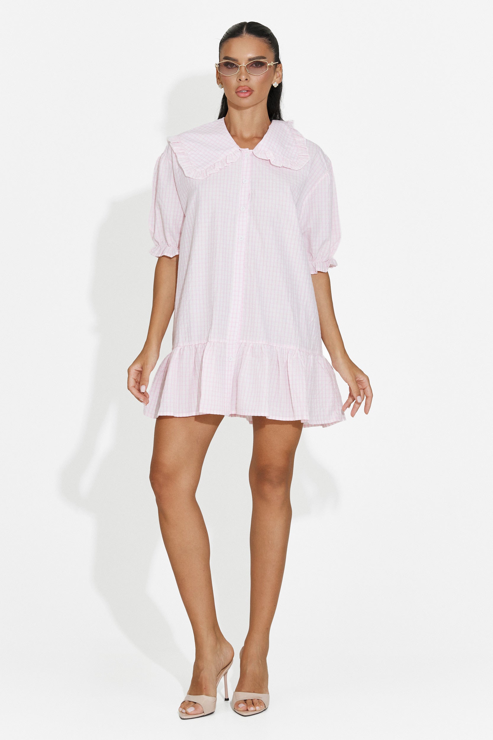 Women's short shirt-style pink dress Dolima Bogas