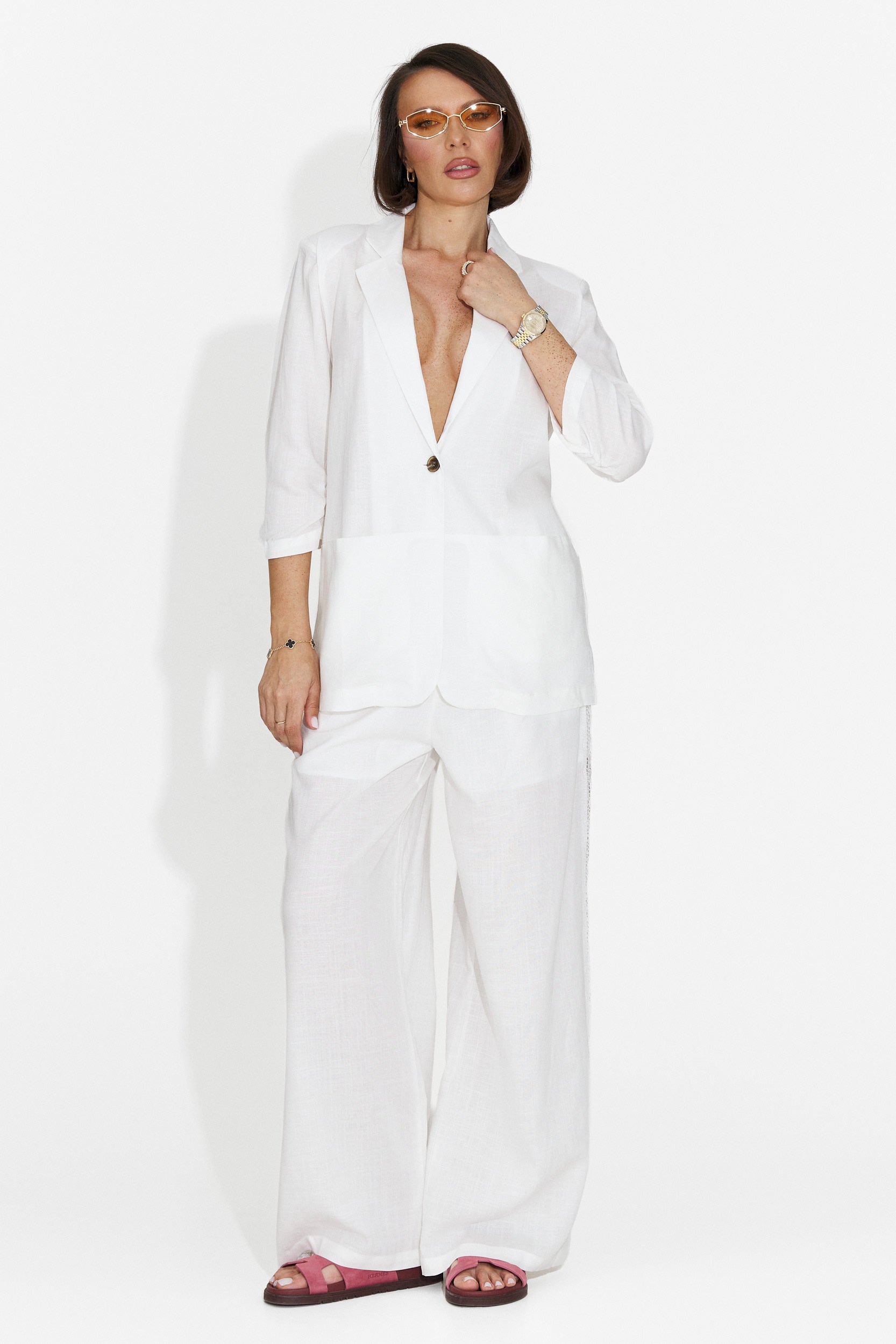Helebore Bogas Elegant White Ladies Blazer